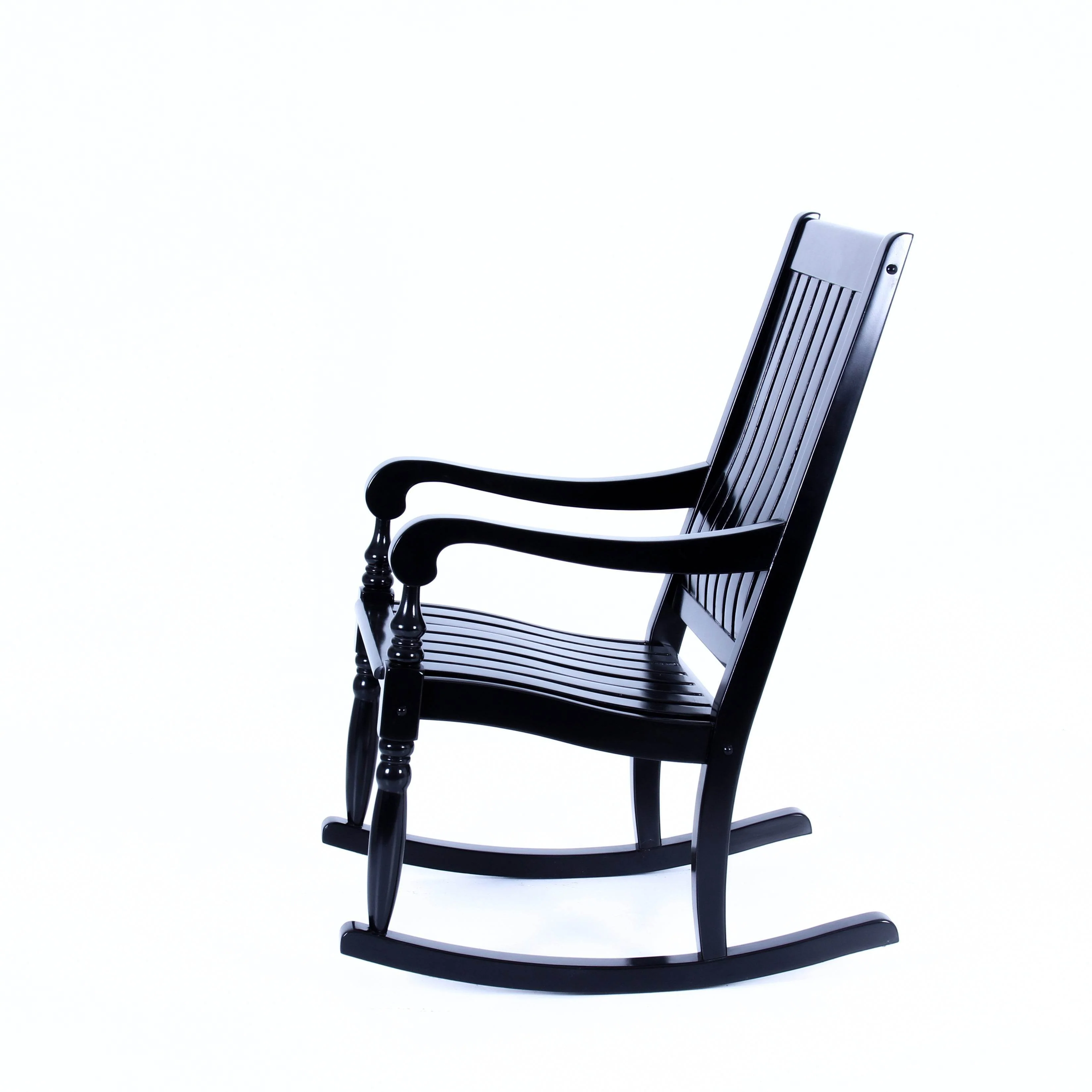 Bonn Mahogany Wood Black Oversized Porch Rocking Chair - Image 24