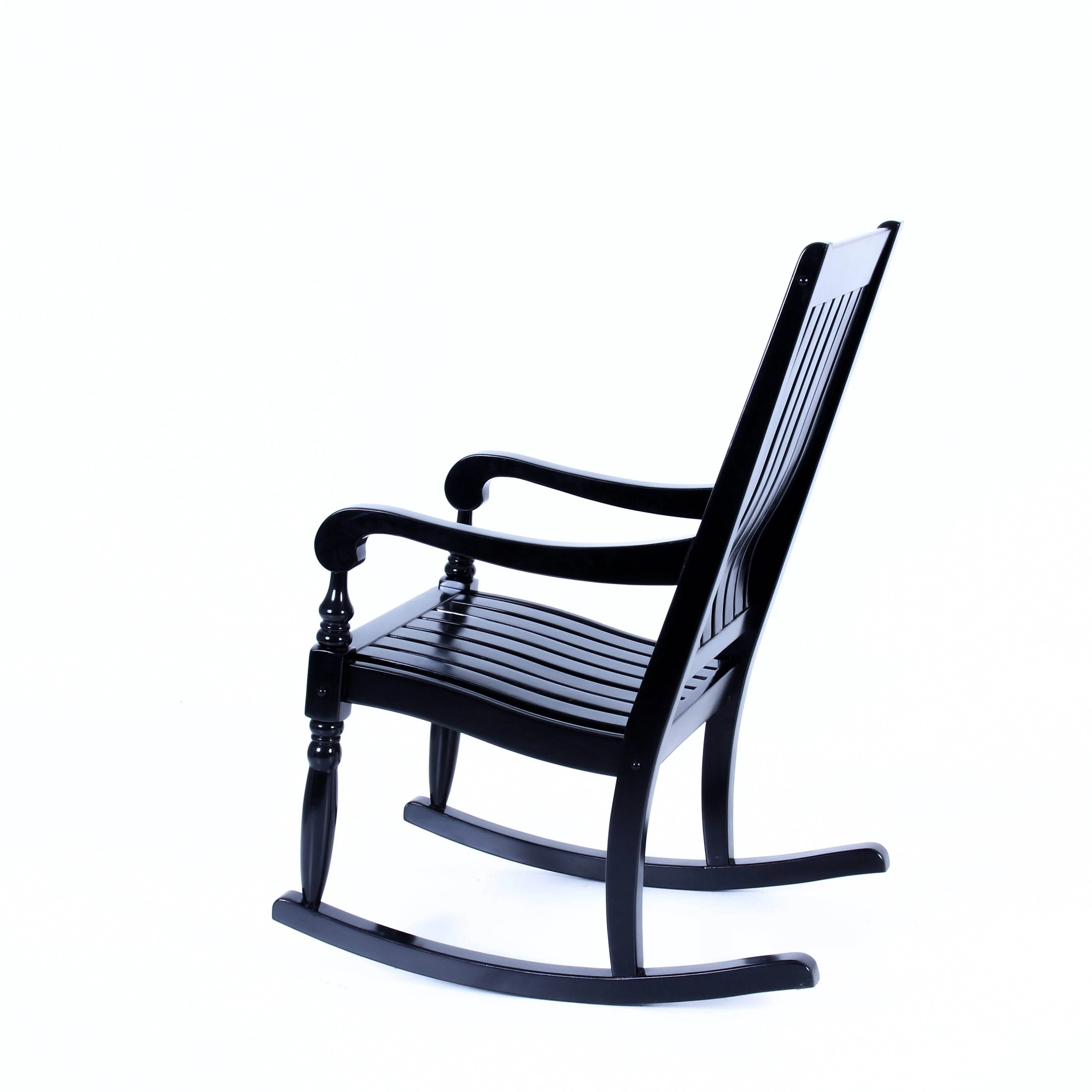 Bonn Mahogany Wood Black Oversized Porch Rocking Chair - Image 27