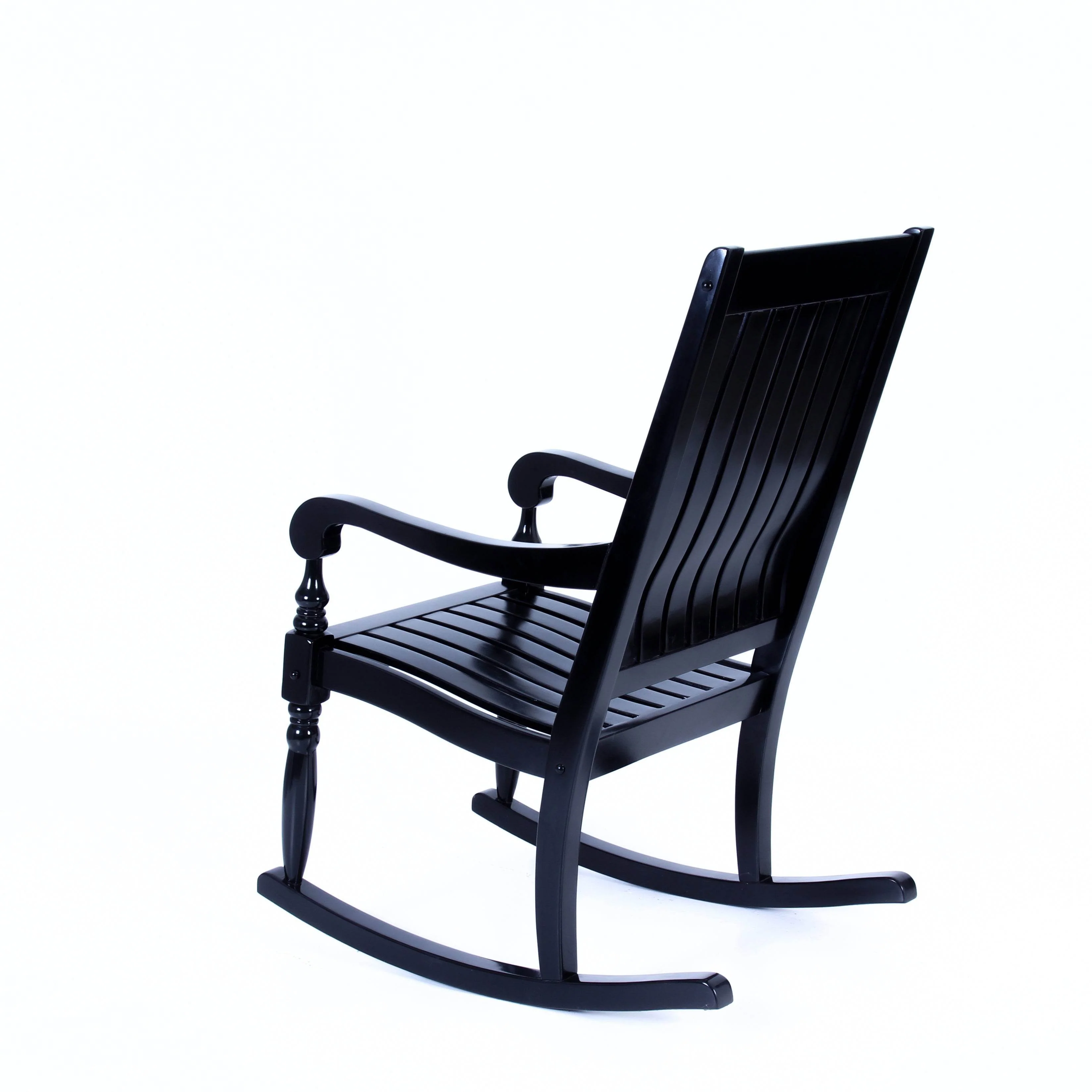 Bonn Mahogany Wood Black Oversized Porch Rocking Chair - Image 29