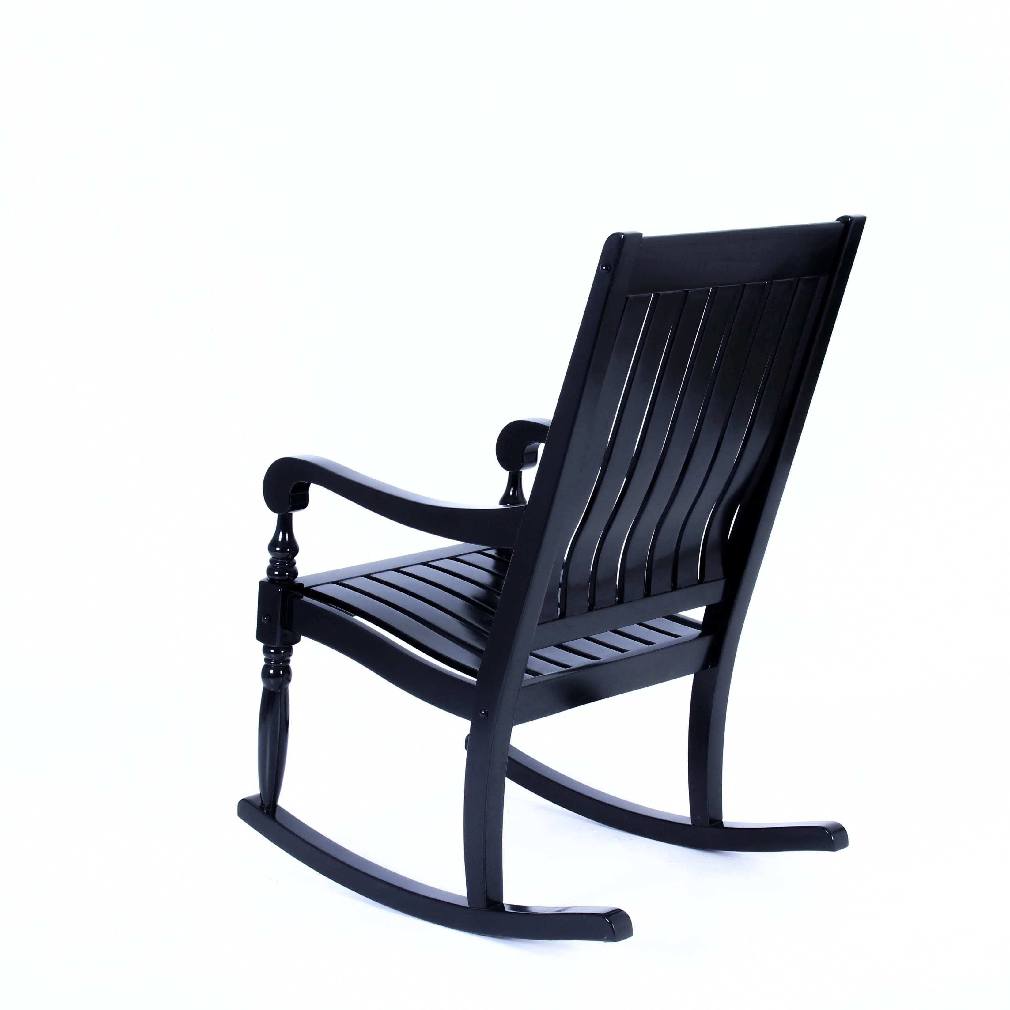 Bonn Mahogany Wood Black Oversized Porch Rocking Chair - Image 30