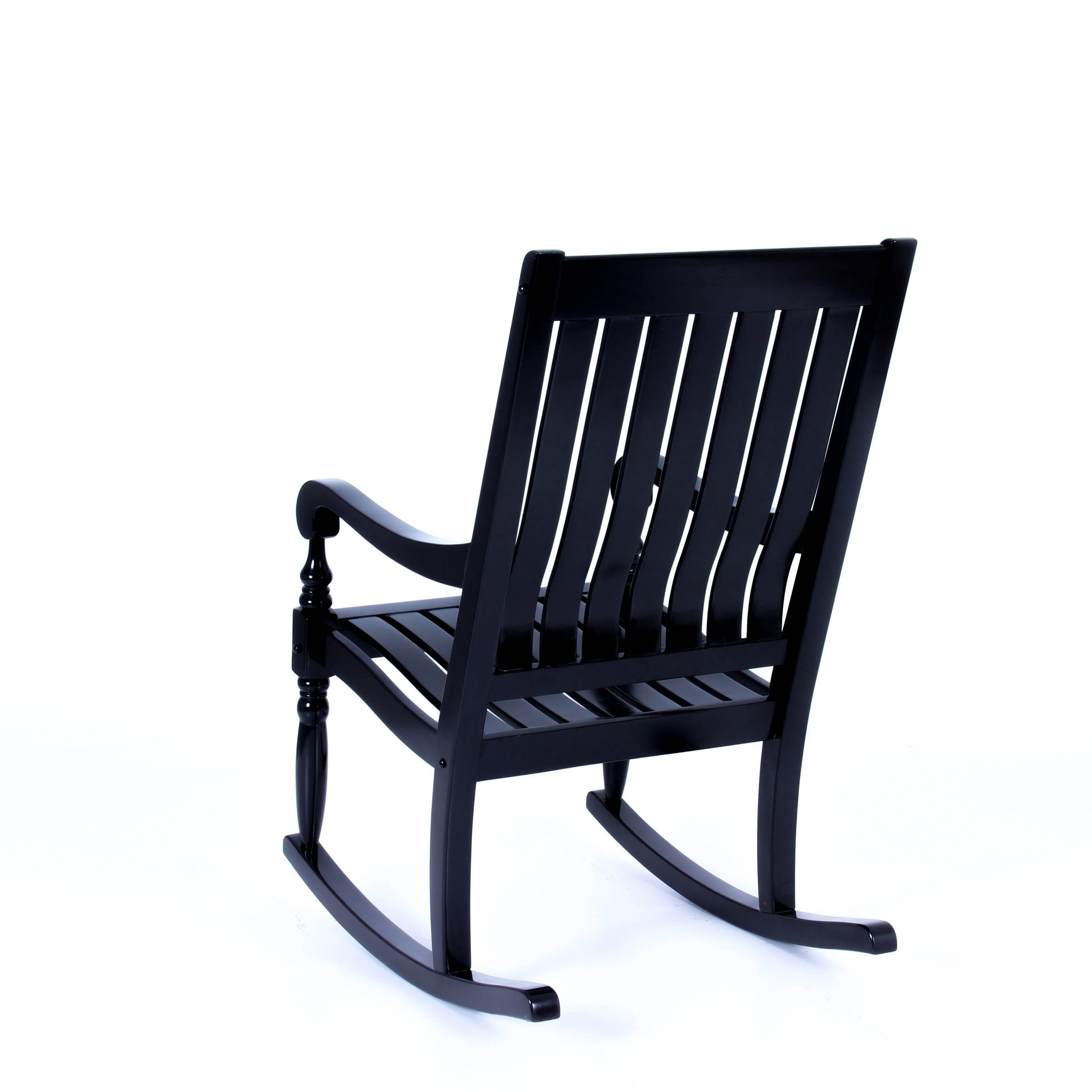 Bonn Mahogany Wood Black Oversized Porch Rocking Chair - Image 32