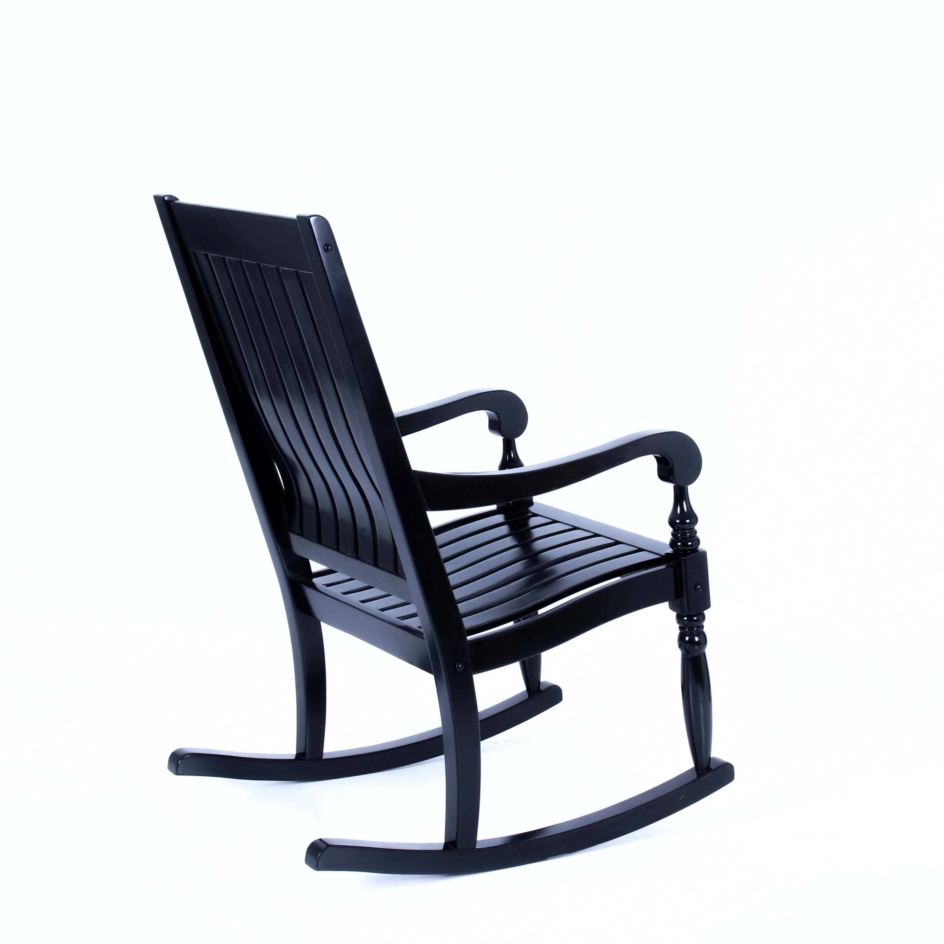 Bonn Mahogany Wood Black Oversized Porch Rocking Chair - Image 43