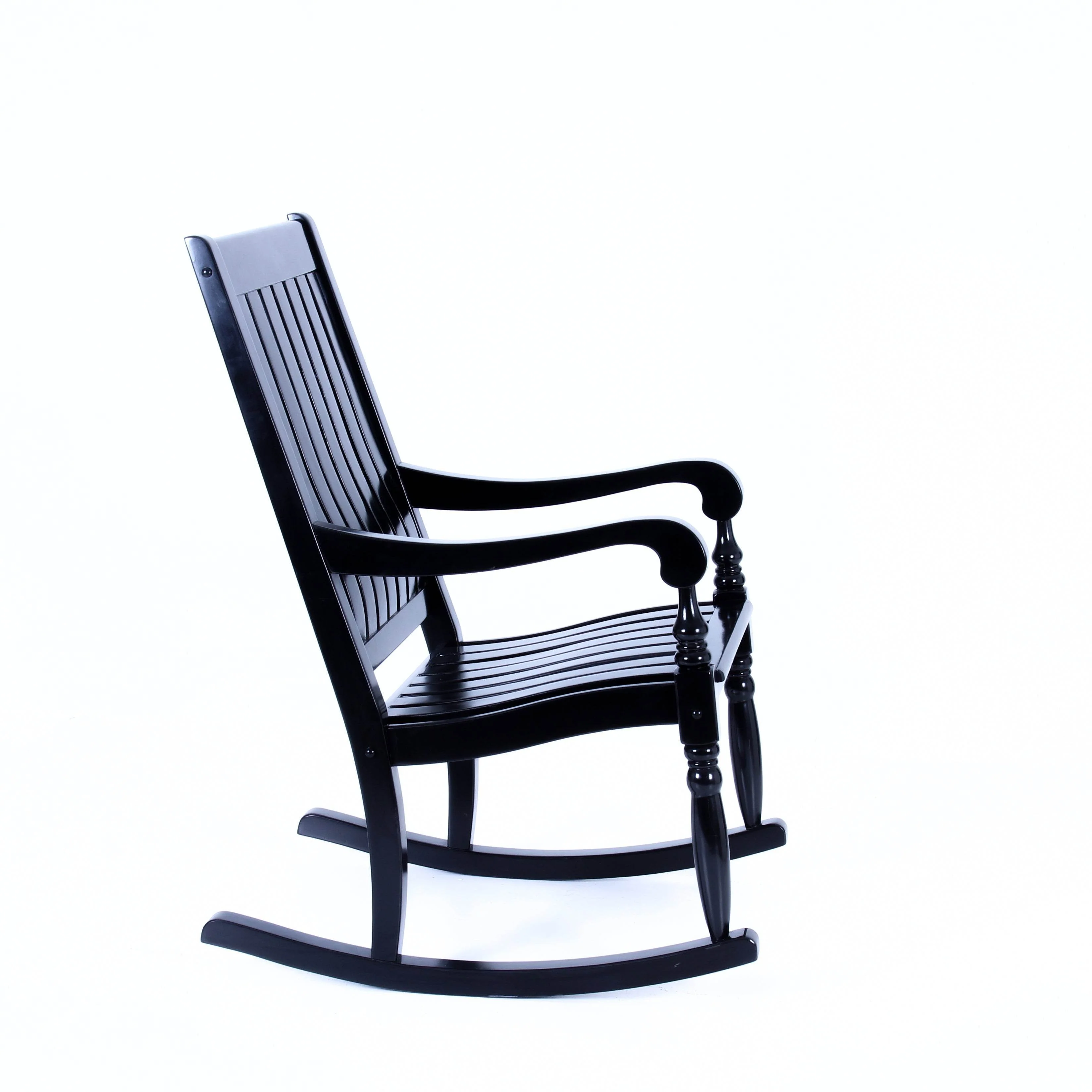 Bonn Mahogany Wood Black Oversized Porch Rocking Chair - Image 48