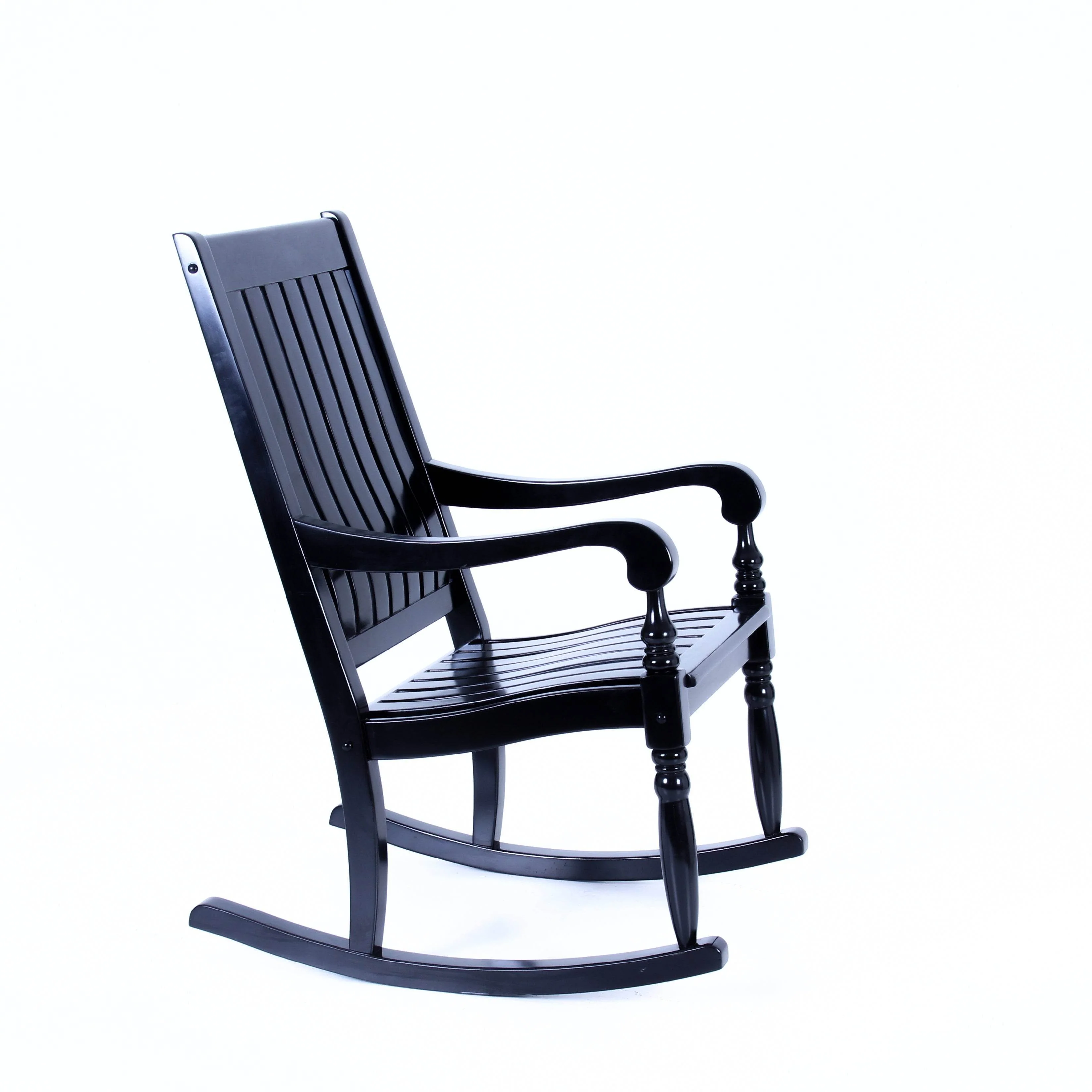 Bonn Mahogany Wood Black Oversized Porch Rocking Chair - Image 49