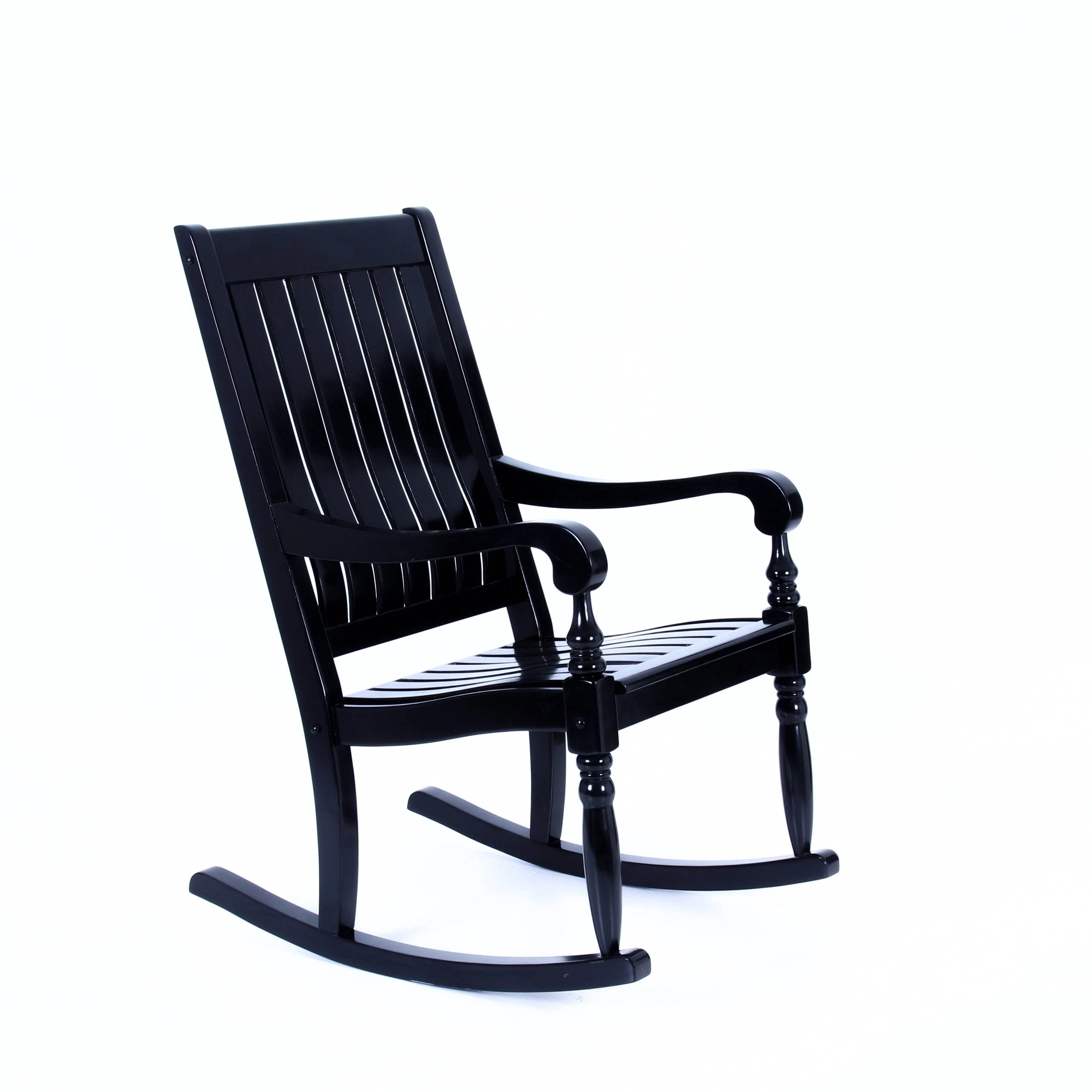 Bonn Mahogany Wood Black Oversized Porch Rocking Chair - Image 51