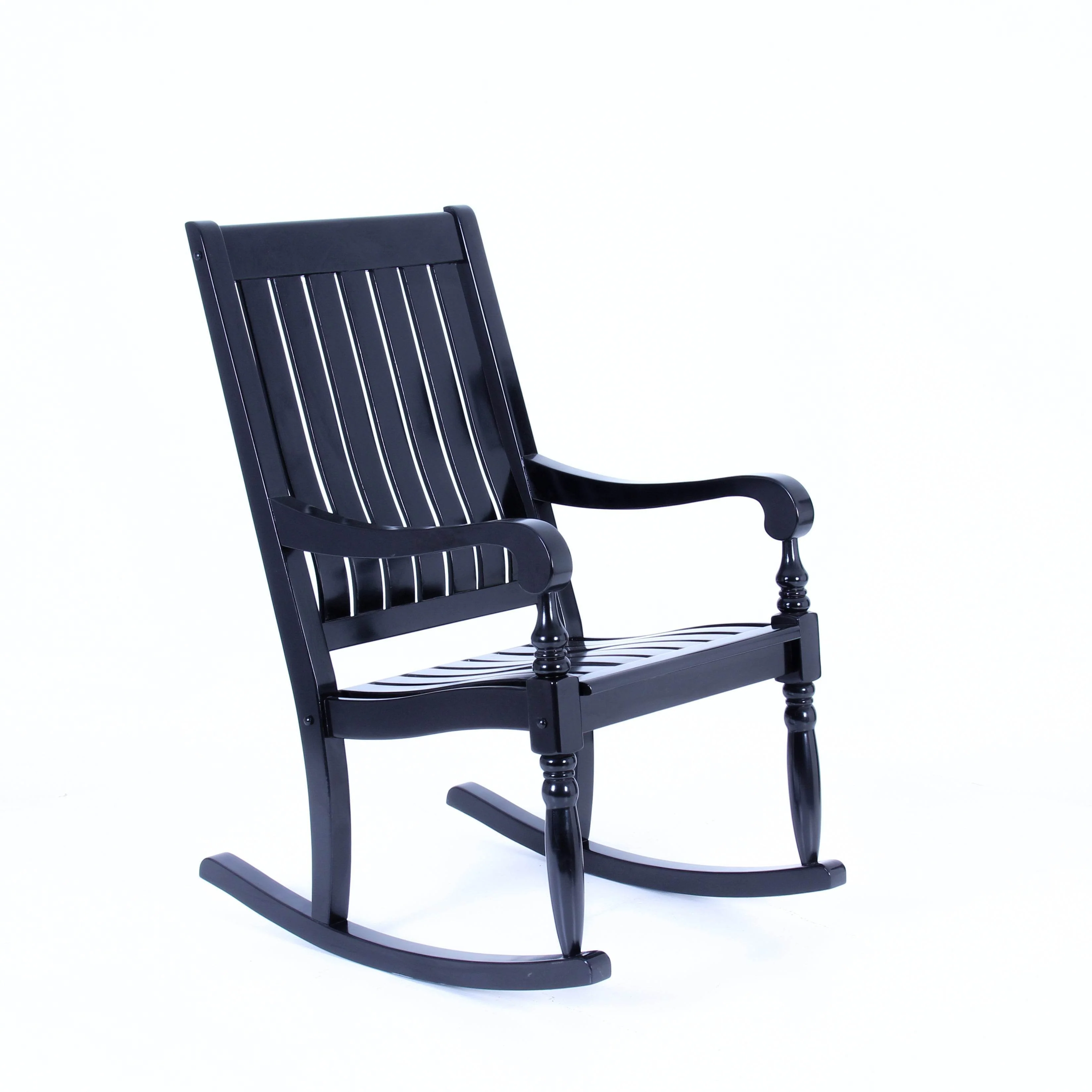 Bonn Mahogany Wood Black Oversized Porch Rocking Chair - Image 52