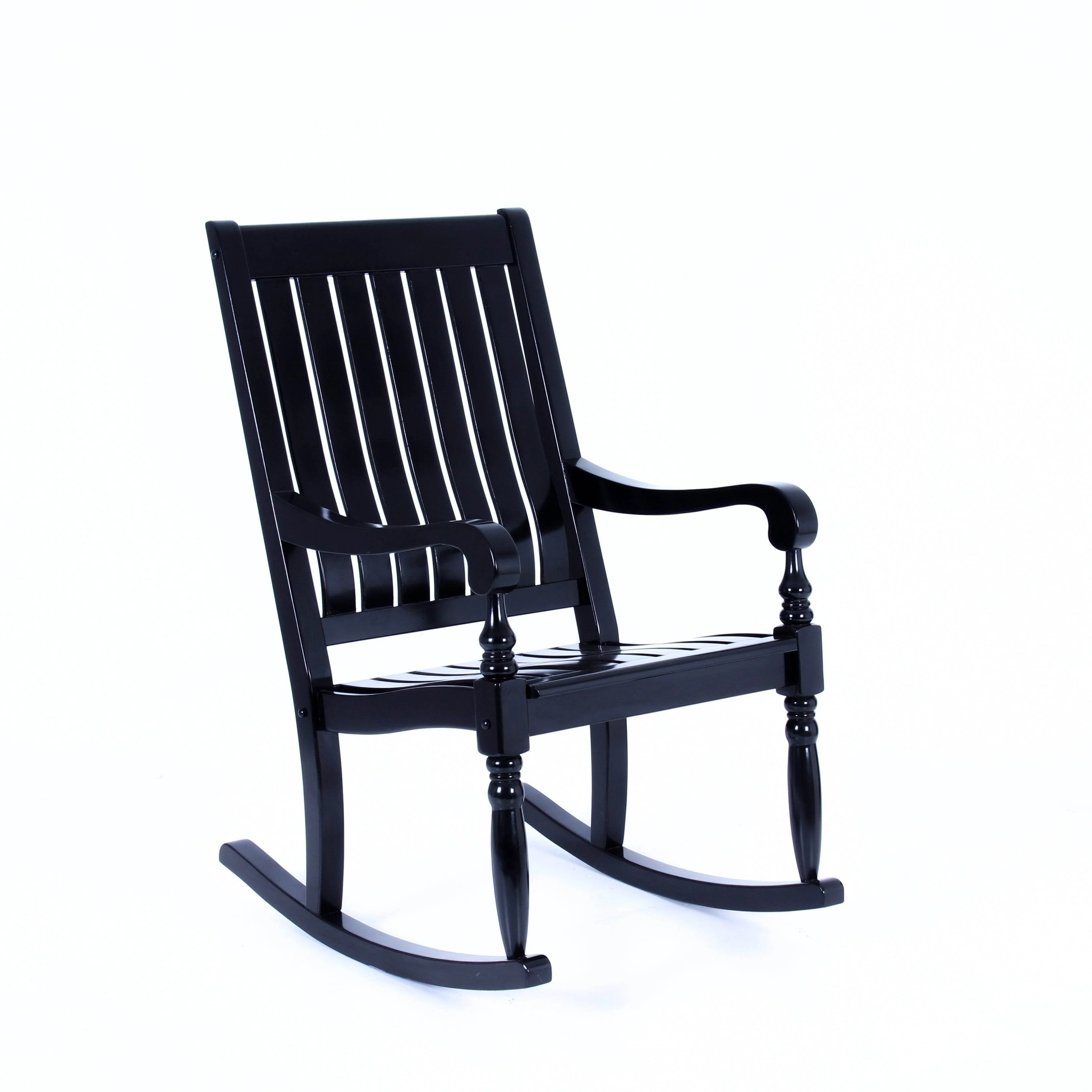 Bonn Mahogany Wood Black Oversized Porch Rocking Chair - Image 53
