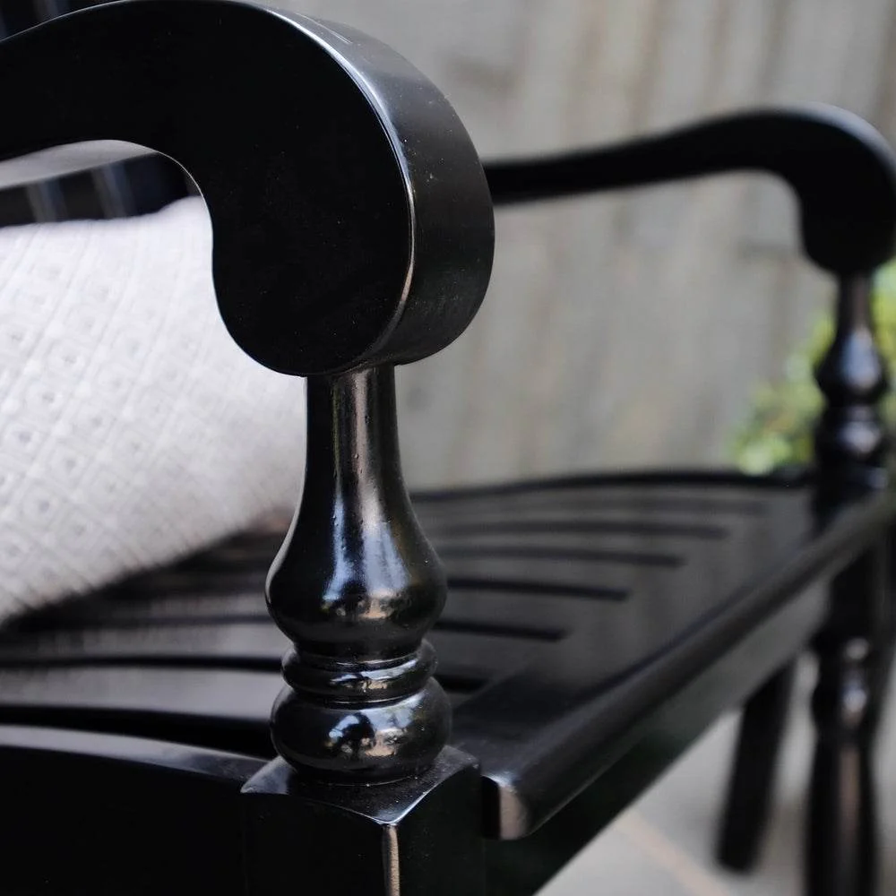 Bonn Mahogany Wood Black Oversized Porch Rocking Chair - Image 7