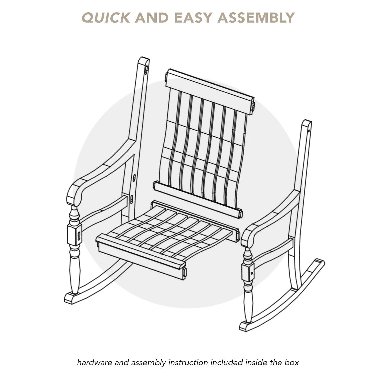 Bonn Mahogany Wood White Oversized Porch Rocking Chair - Image 12