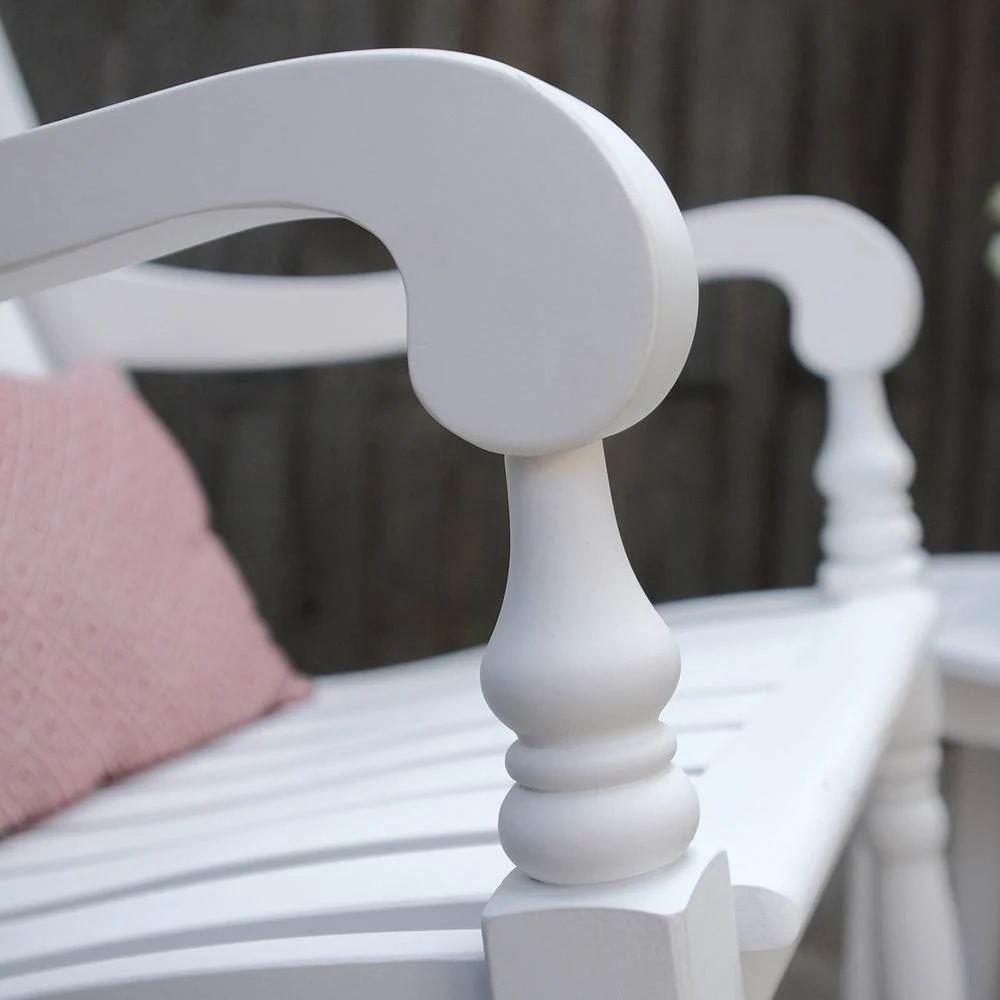 Bonn Mahogany Wood White Oversized Porch Rocking Chair - Image 7