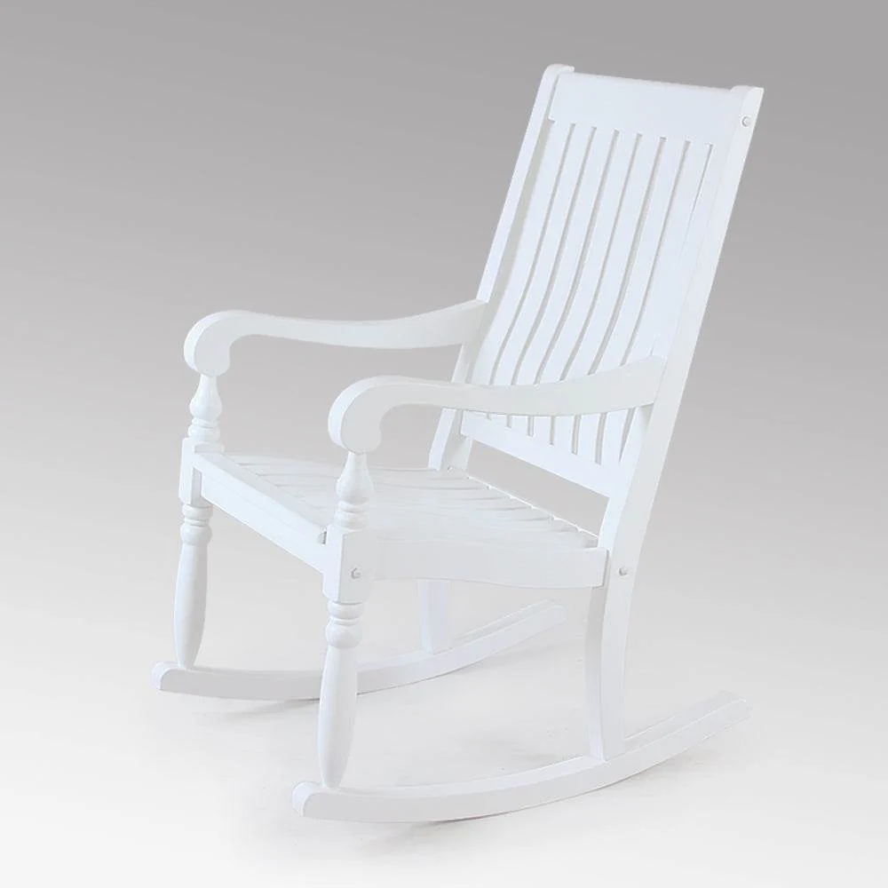 Bonn Mahogany Wood White Oversized Porch Rocking Chair - Image 9