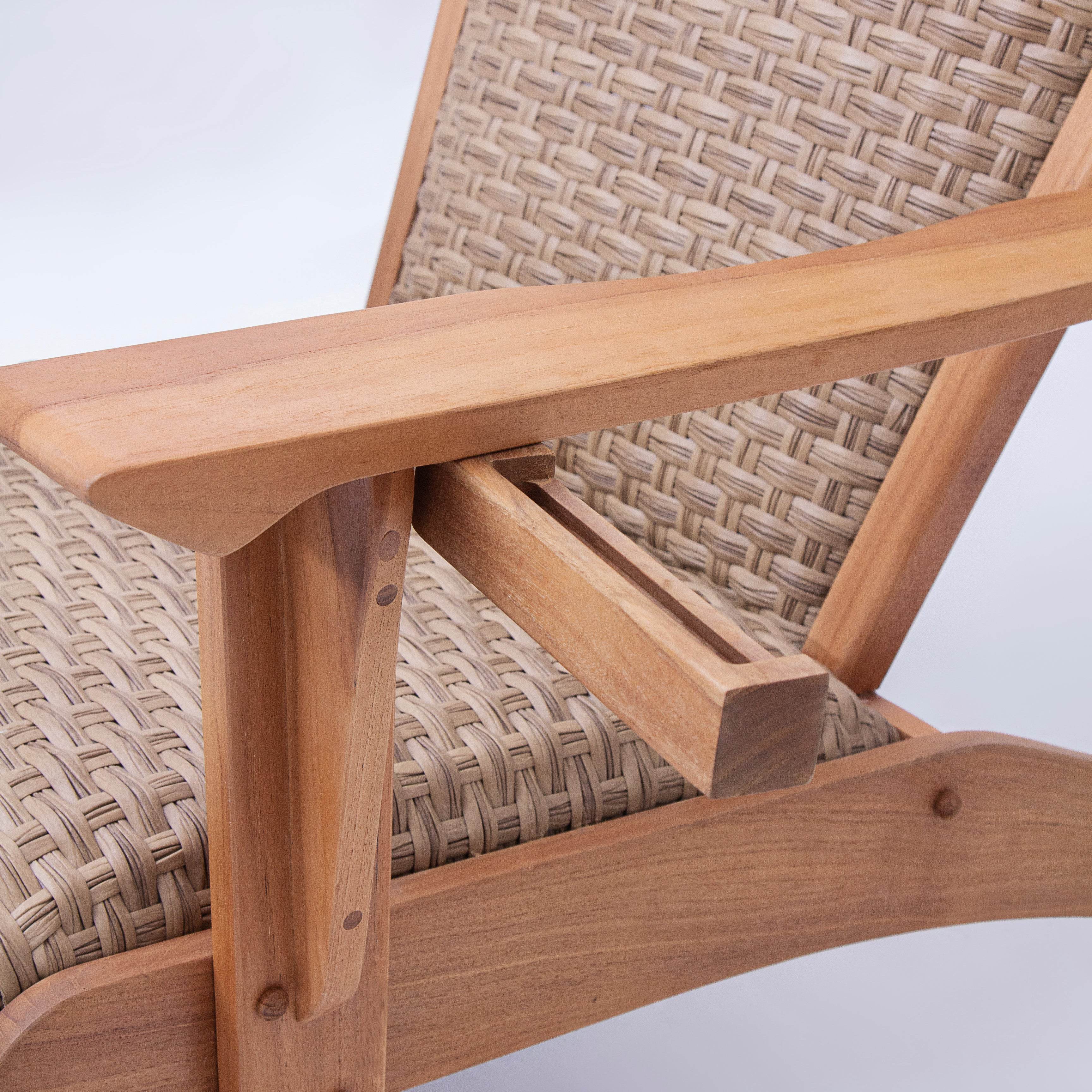 Camden 2 Pieces Teak Wood Outdoor Adirondack Chair with Padded Woven Seat – FREE Furniture Cover - Image 14