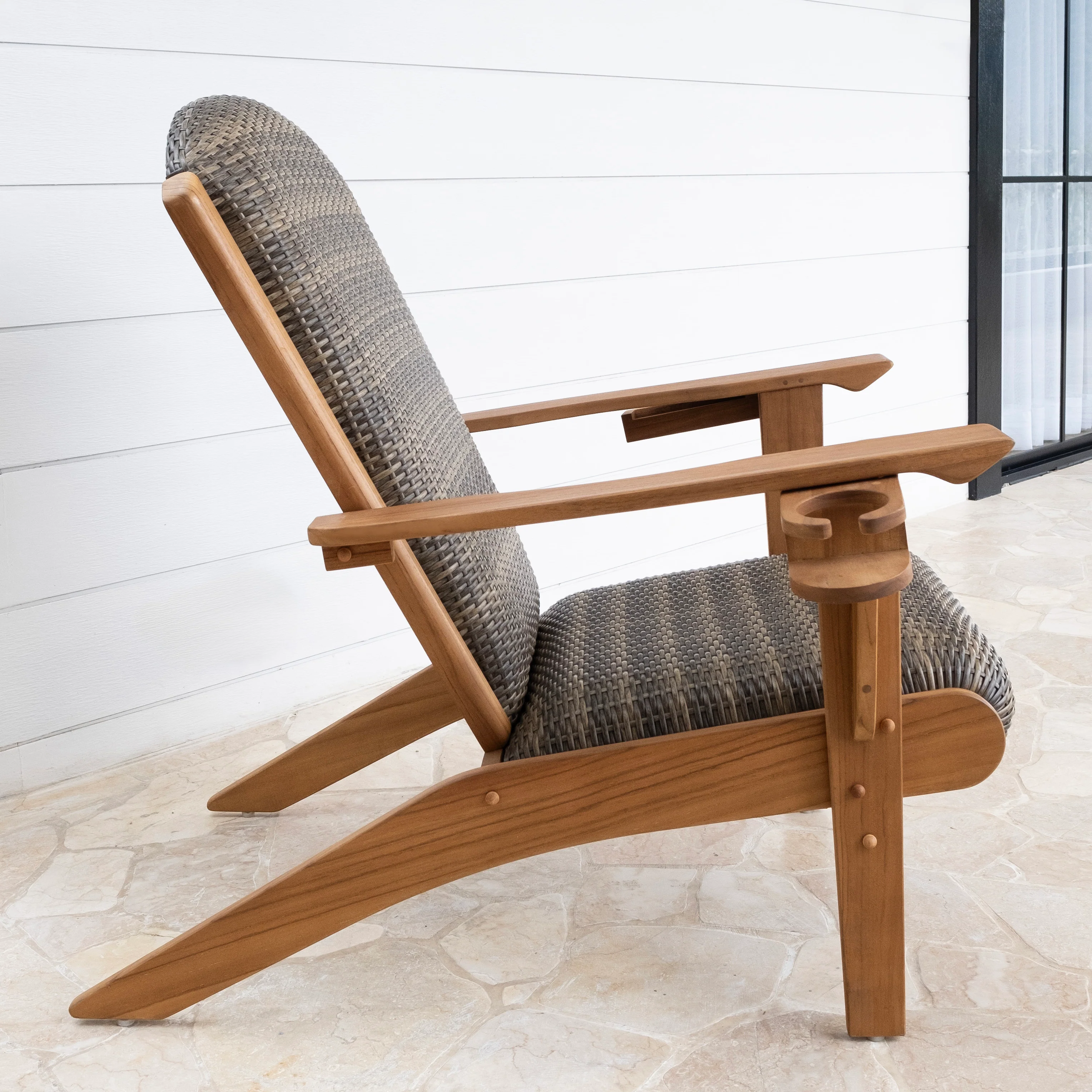 Camden 3 Piece Teak Outdoor Conversation Set with Padded Woven Seat – FREE Furniture Cover - Image 8