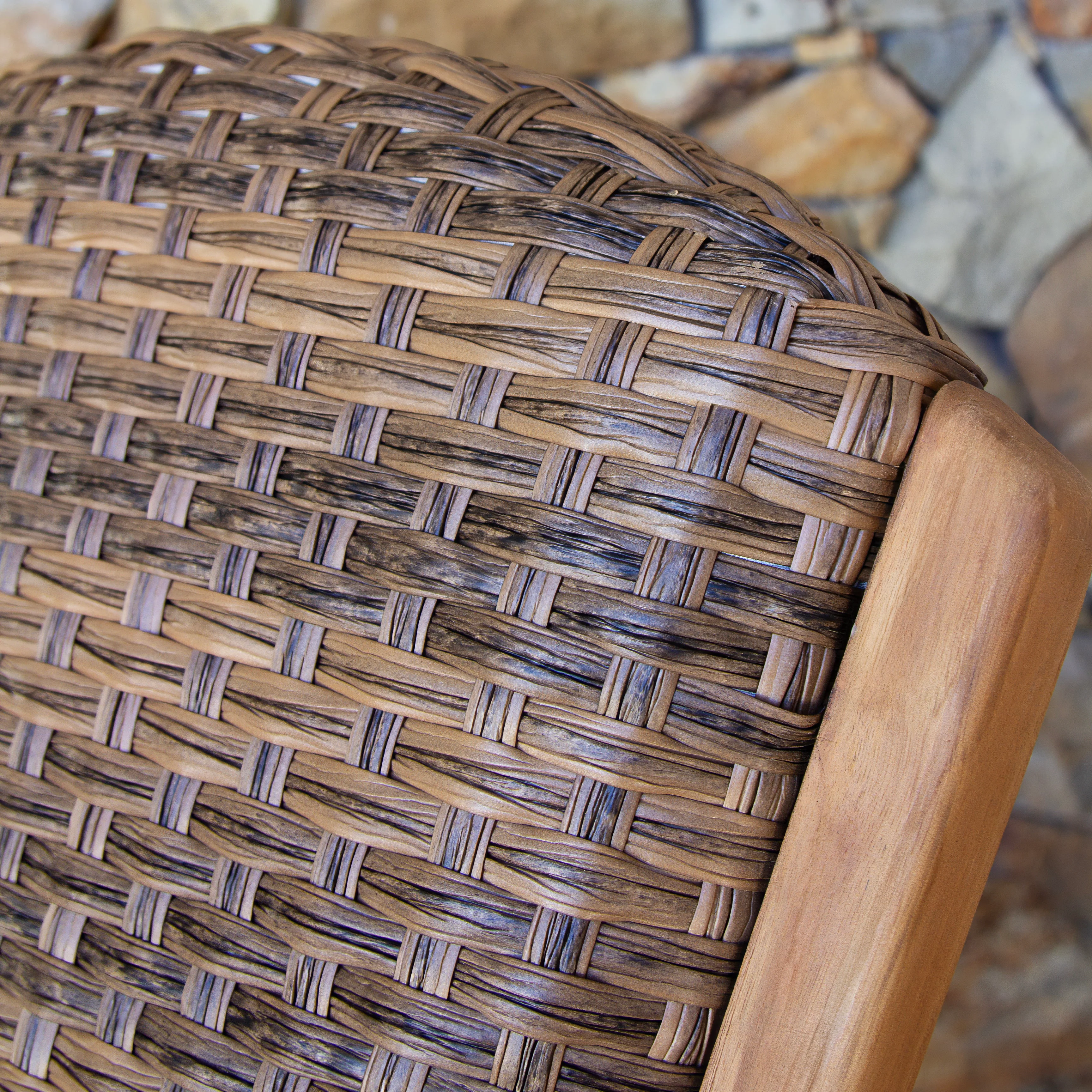 Camden 3 Piece Teak Patio Adirondack Chair with Padded Woven Seat – FREE Furniture Cover - Image 12