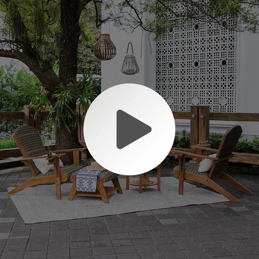 Camden 4 Piece Teak Outdoor Conversation Set with Padded Woven Seat – FREE Furniture Cover - Image 4