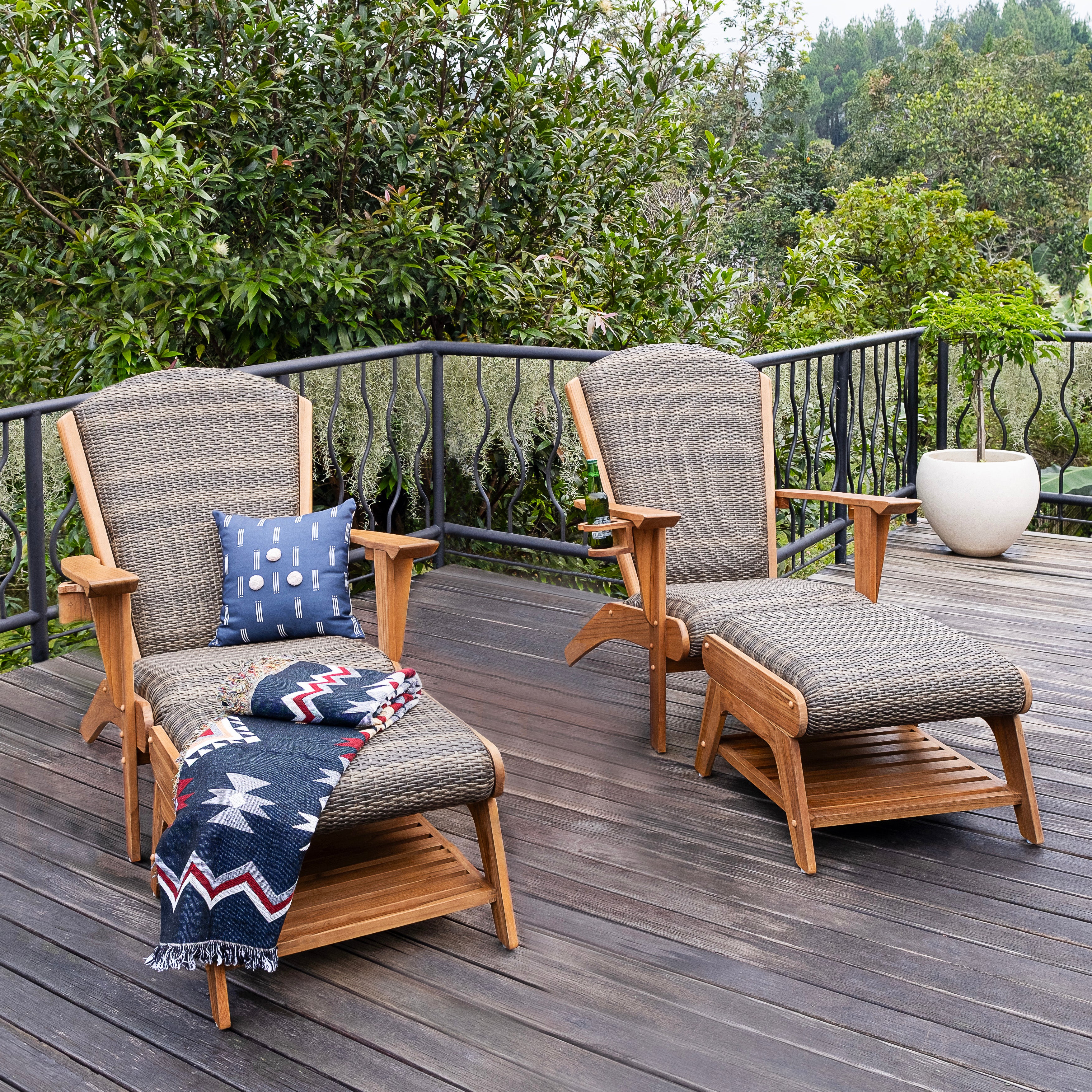 Camden 4 Pieces Teak Patio Conversation Set with Padded Woven Seat – FREE Furniture Cover - Image 10