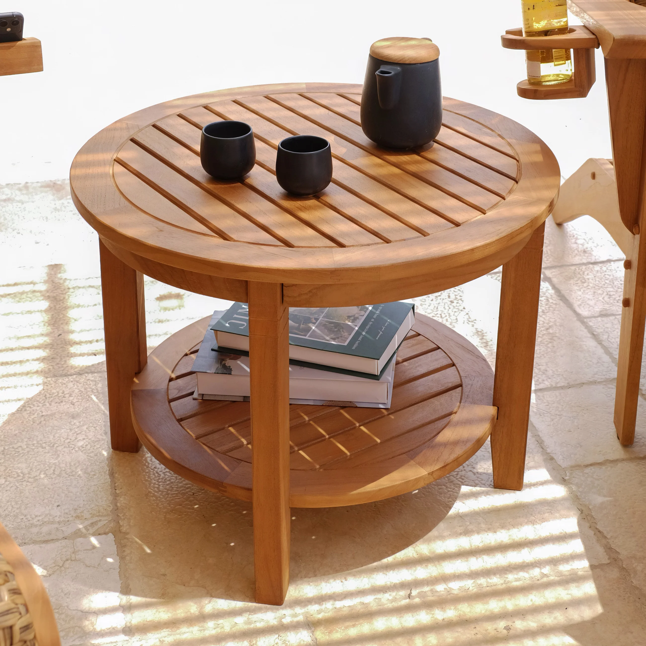 Camden 4 Pieces Teak Wood Outdoor Conversation Set with Padded Woven Seat – FREE Furniture Cover - Image 19