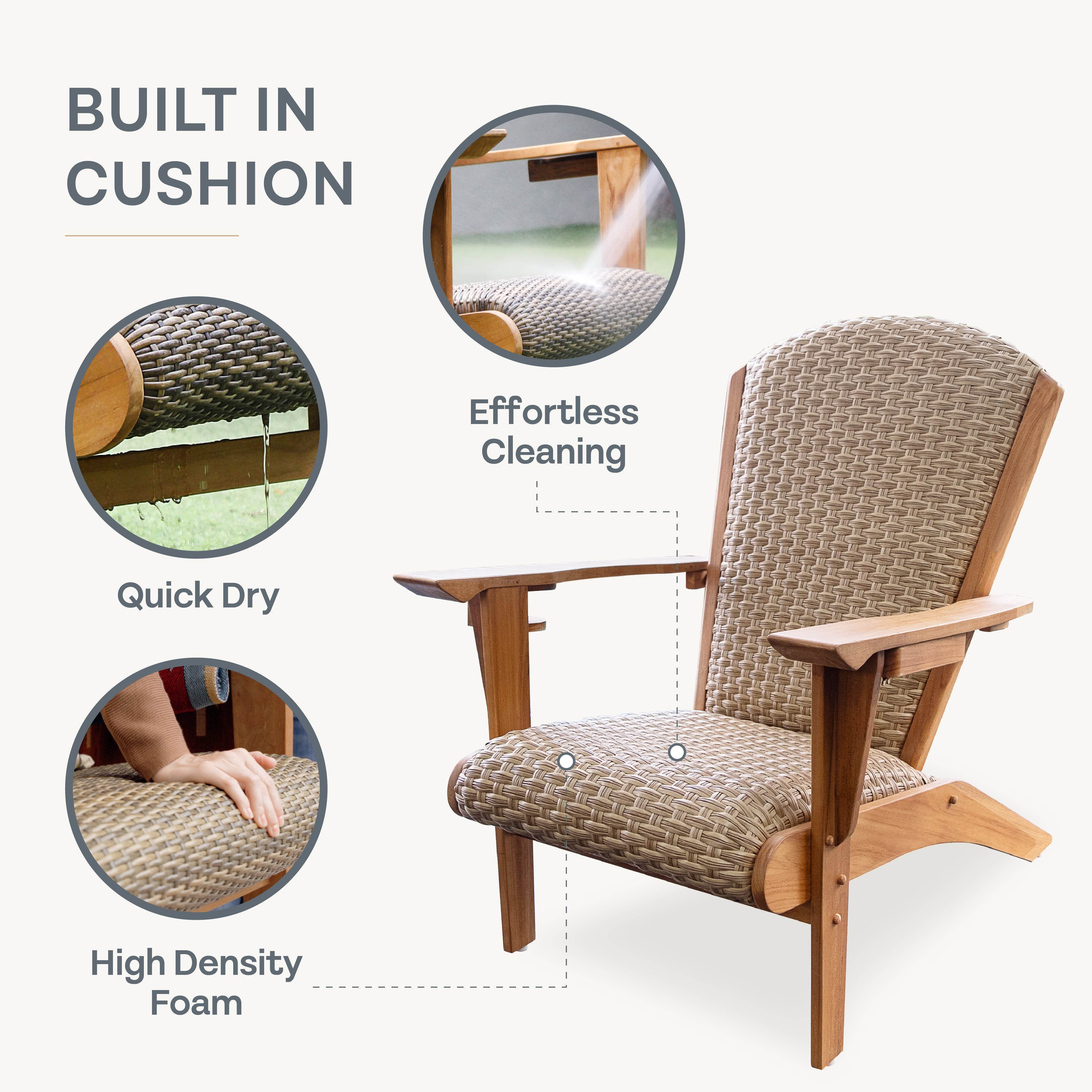 Camden 4 Pieces Teak Wood Patio Conversation Set with Padded Woven Seat – FREE Furniture Cover - Image 6