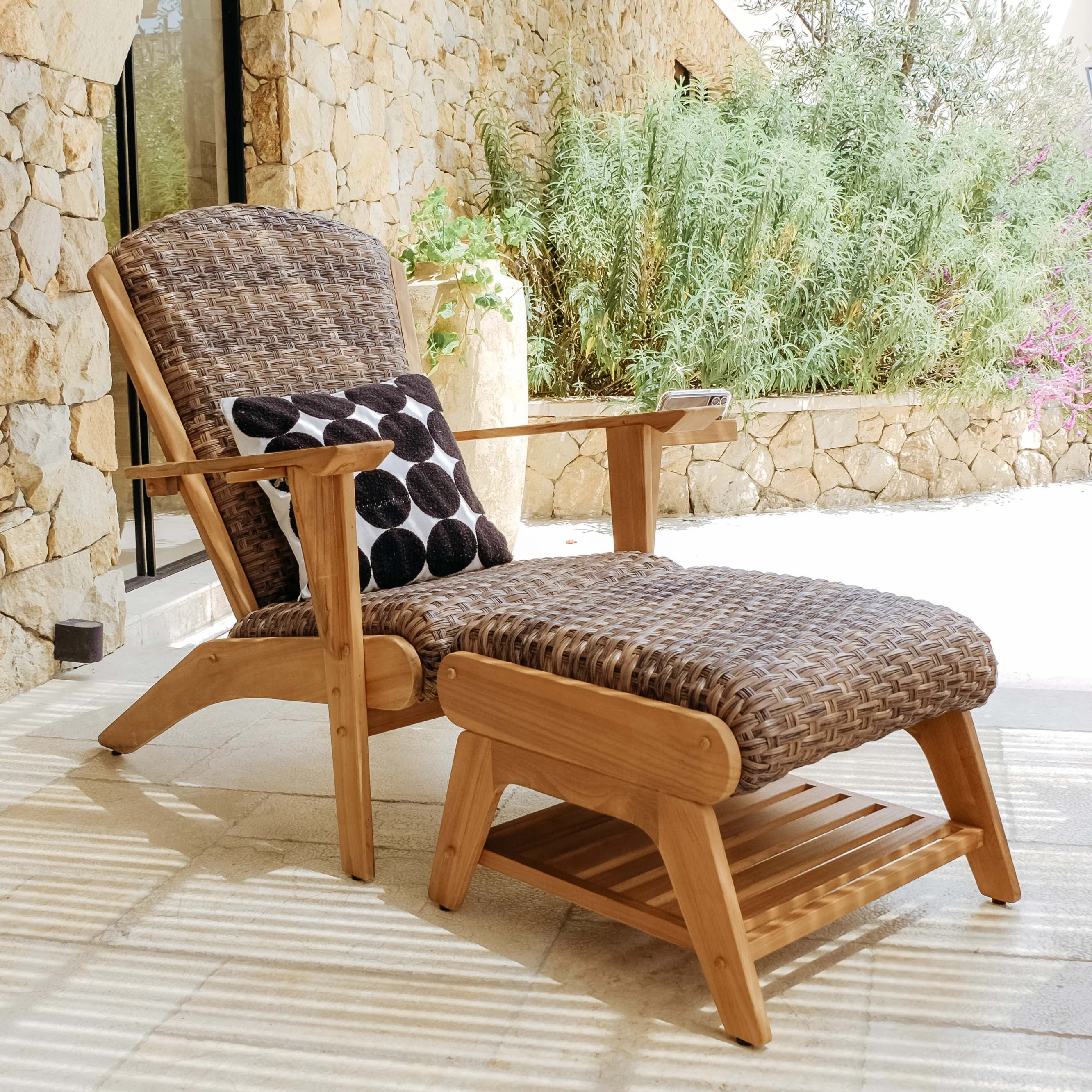 Camden 4 Pieces Teak Wood Patio Conversation Set with Padded Woven Seat – FREE Furniture Cover - Image 7