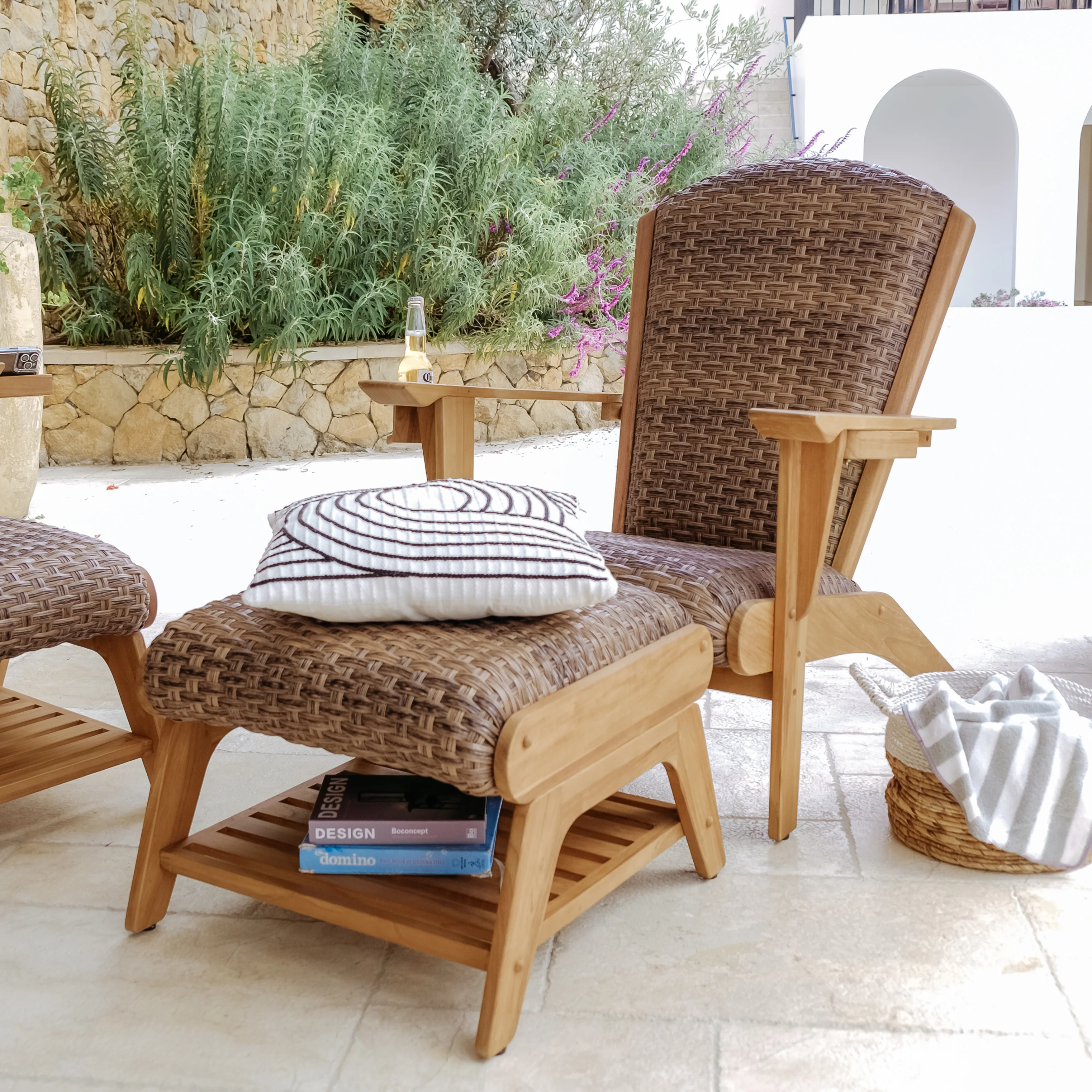 Camden 4 Pieces Teak Wood Patio Conversation Set with Padded Woven Seat – FREE Furniture Cover - Image 8