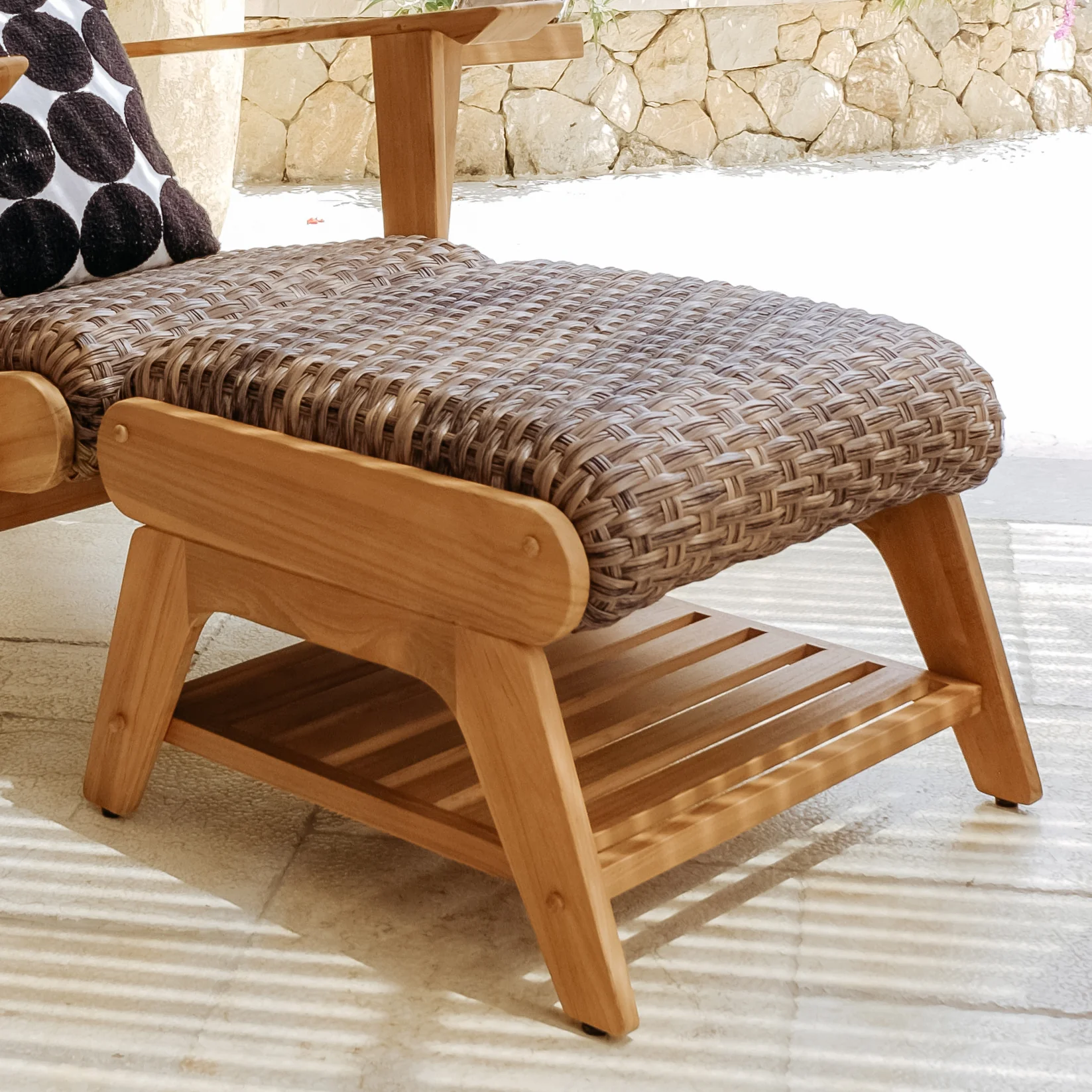 Camden 4 Pieces Teak Wood Patio Conversation Set with Padded Woven Seat – FREE Furniture Cover - Image 9