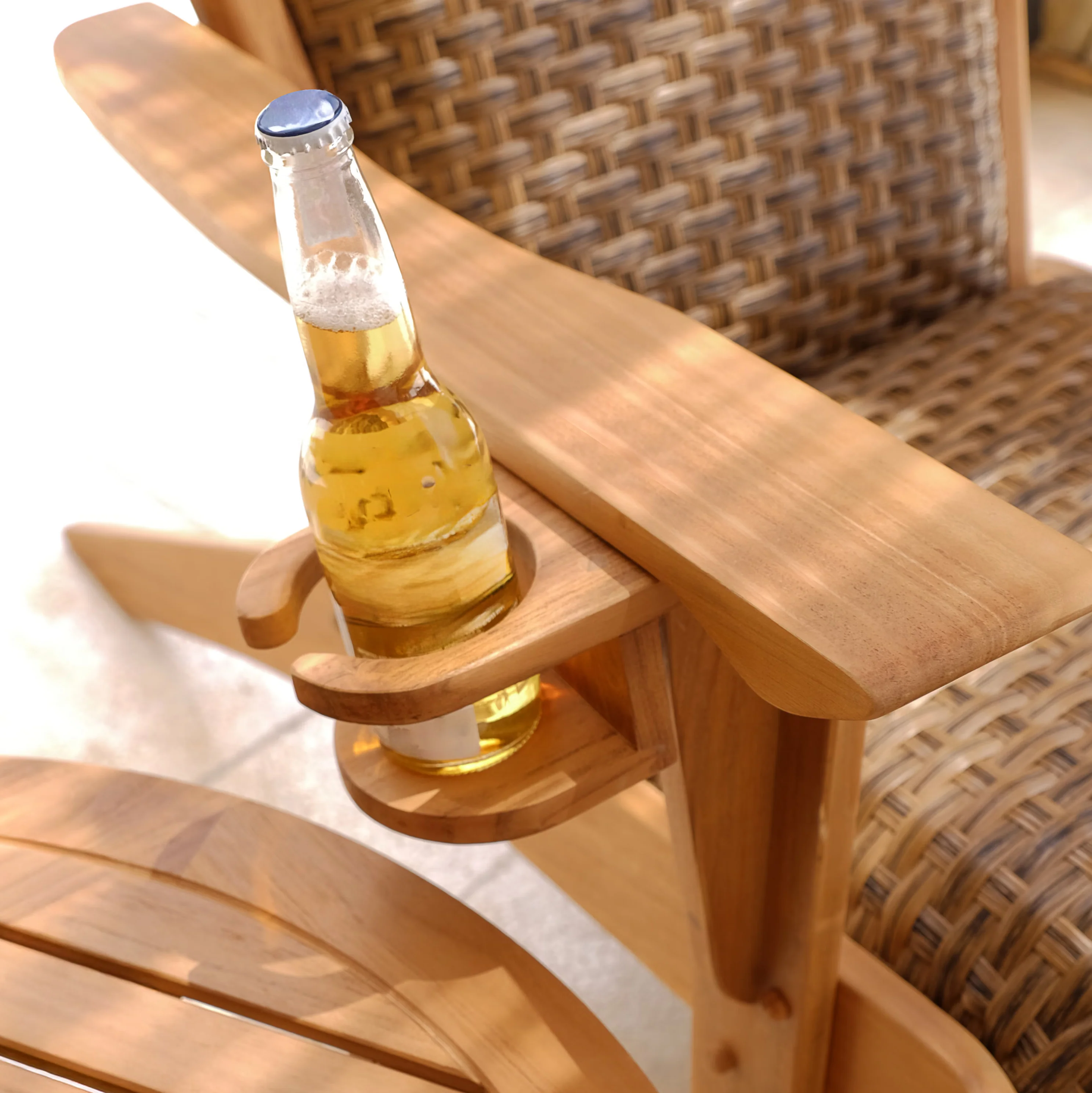 Camden 5 Pieces Teak Wood Patio Conversation Set with Padded Woven Seat – FREE Furniture Cover - Image 12