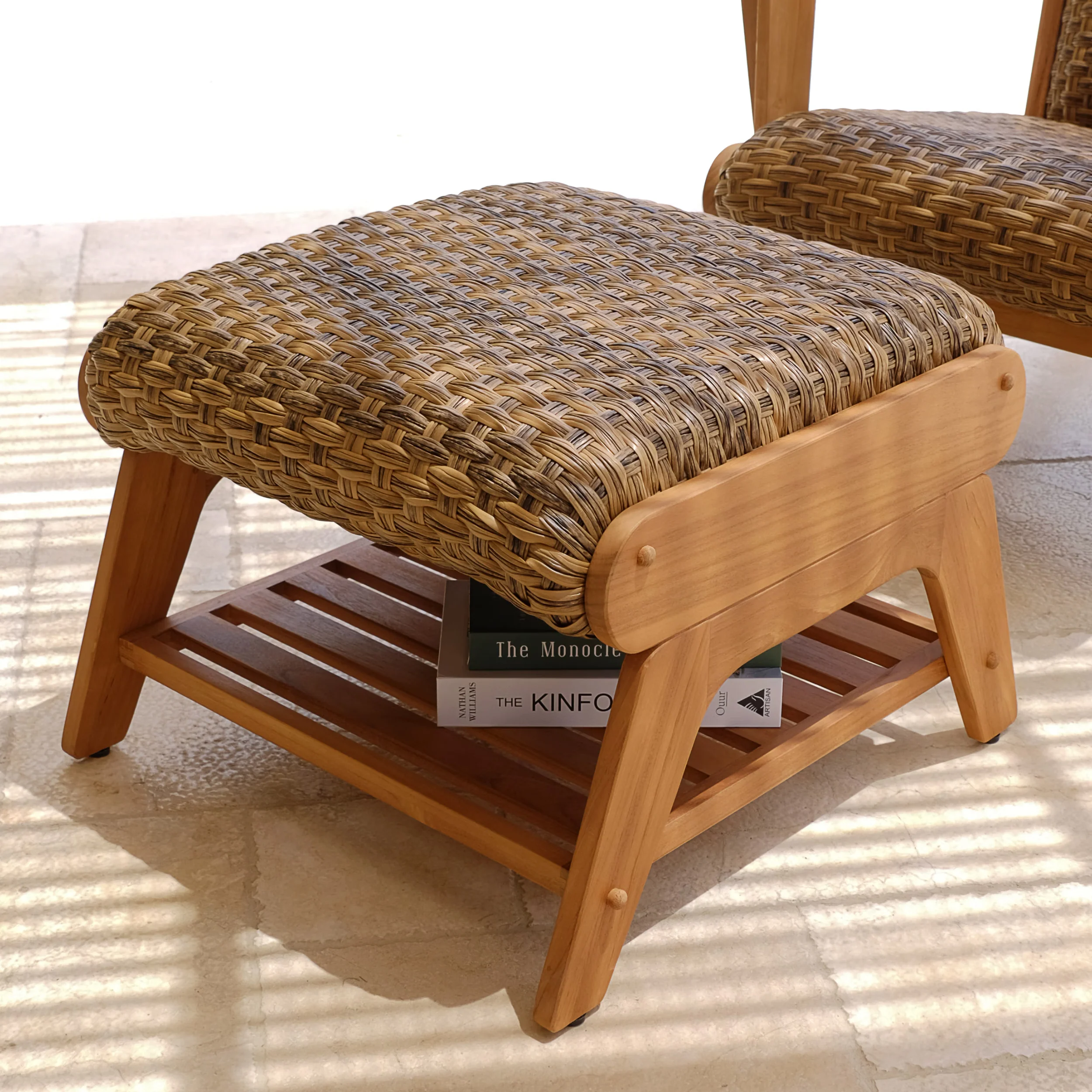 Camden 5 Pieces Teak Wood Patio Conversation Set with Padded Woven Seat – FREE Furniture Cover - Image 16