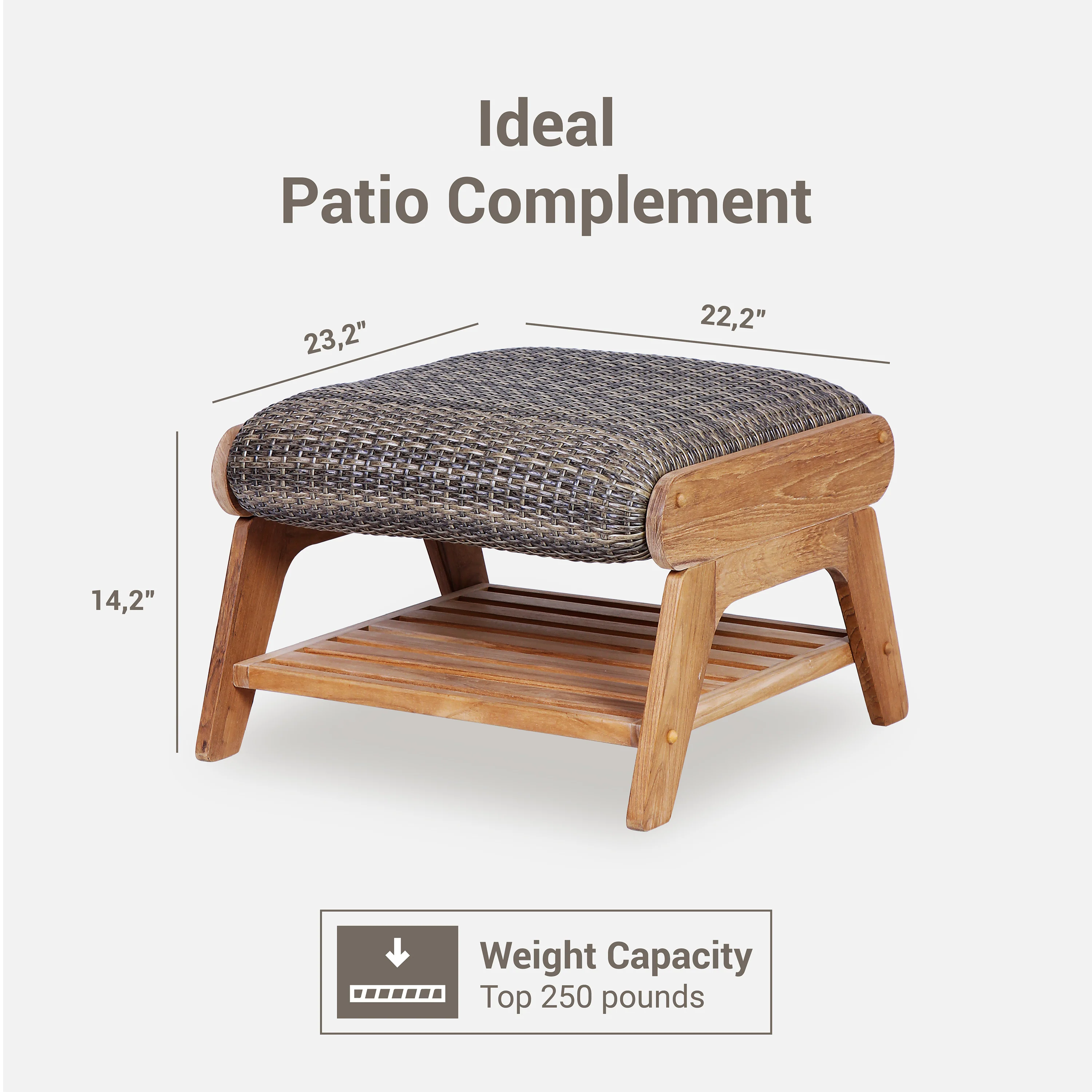 Camden 5 Pieces Teak Wood Patio Conversation Set with Padded Woven Seat – FREE Furniture Cover - Image 7