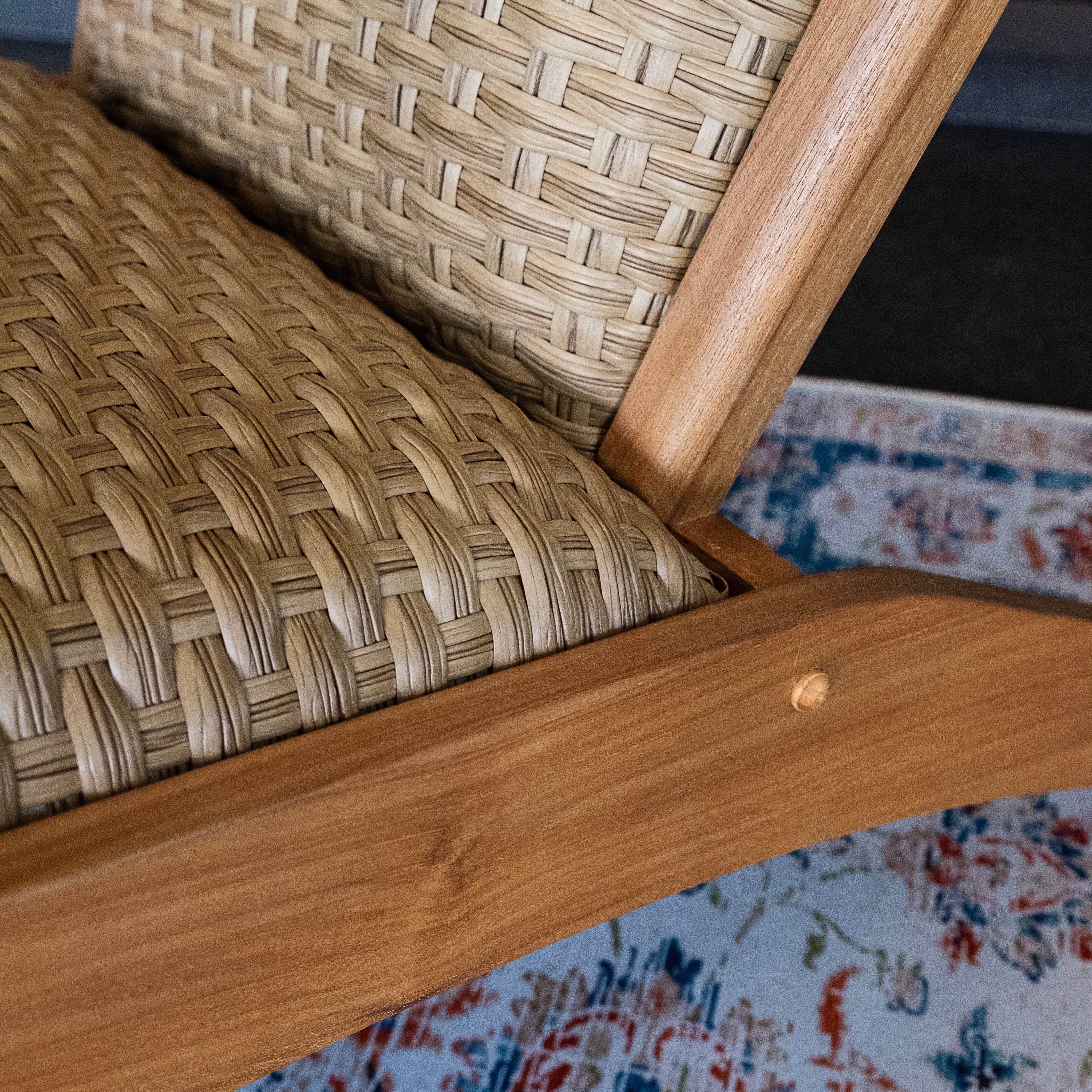 Camden Padded Woven Seat Teak Outdoor Adirondack Chair – FREE Furniture Cover - Image 14