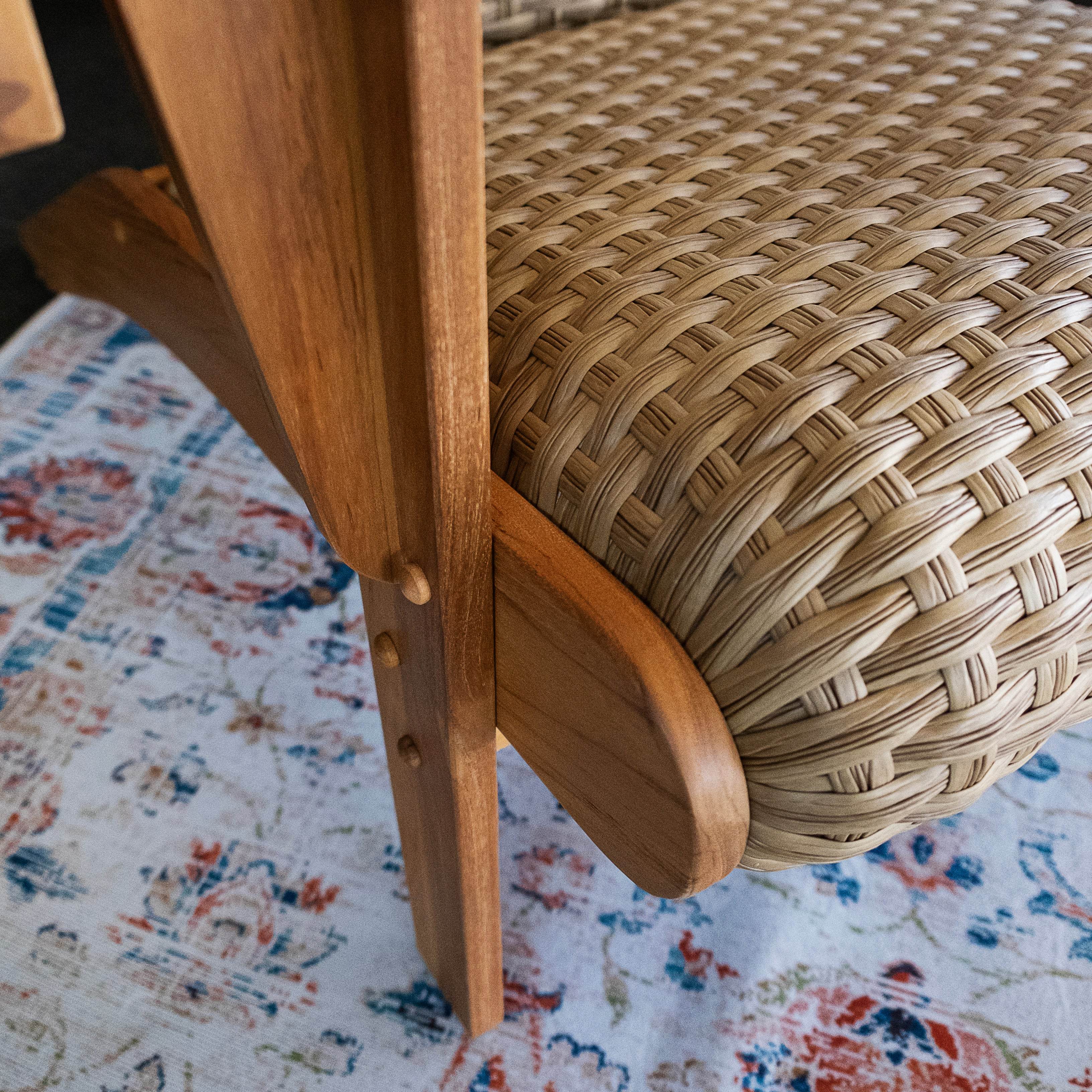 Camden Padded Woven Seat Teak Outdoor Adirondack Chair – FREE Furniture Cover - Image 15