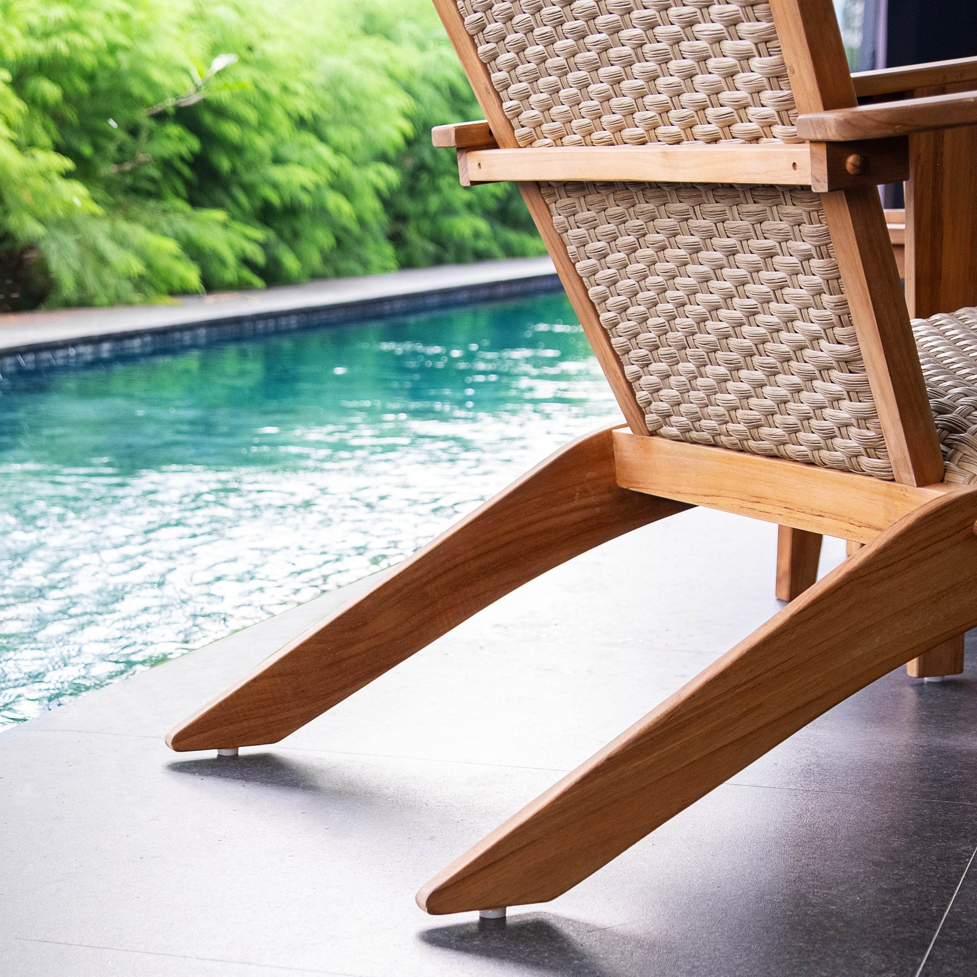 Camden Padded Woven Seat Teak Outdoor Adirondack Chair – FREE Furniture Cover - Image 17