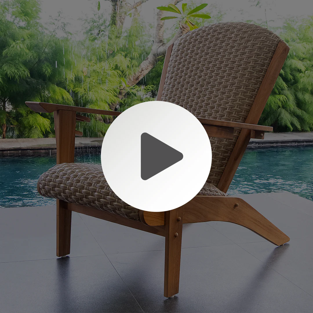 Camden Padded Woven Seat Teak Outdoor Adirondack Chair – FREE Furniture Cover - Image 5