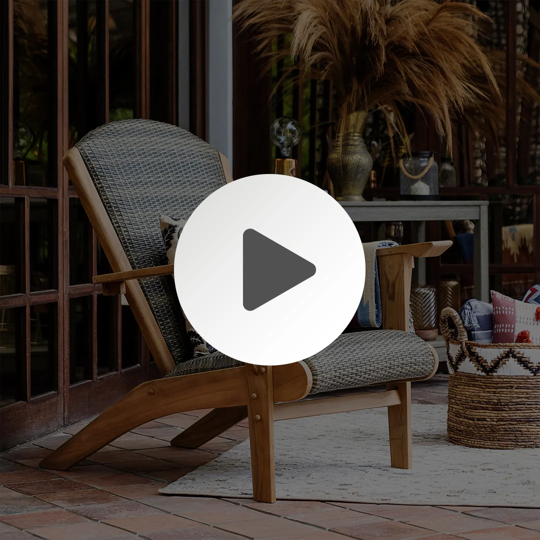 Camden Teak Outdoor Adirondack Chair with Padded Woven Seat – FREE Furniture Cover - Image 5