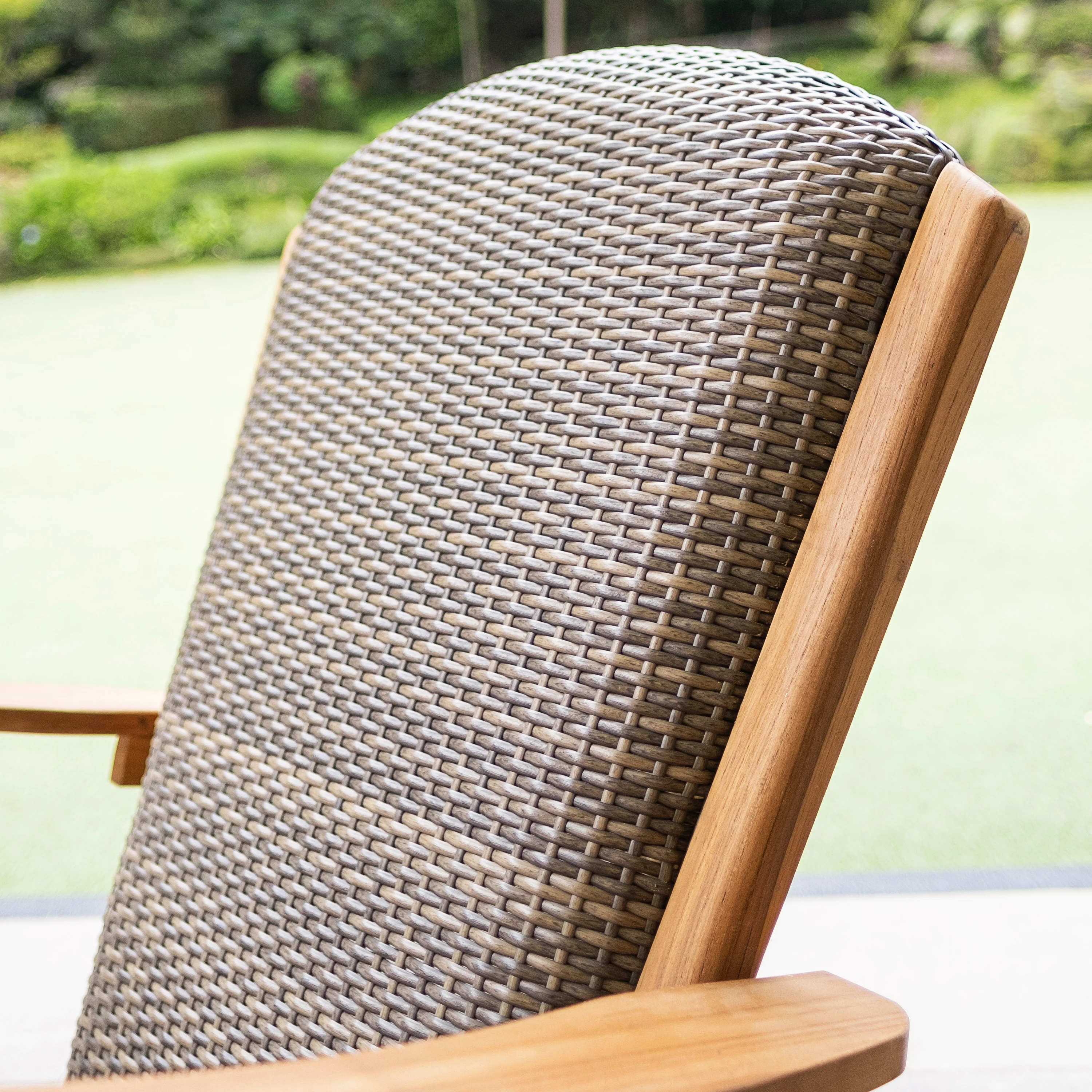 Camden Teak Outdoor Rocking Chair with Padded Woven Seat - Image 12