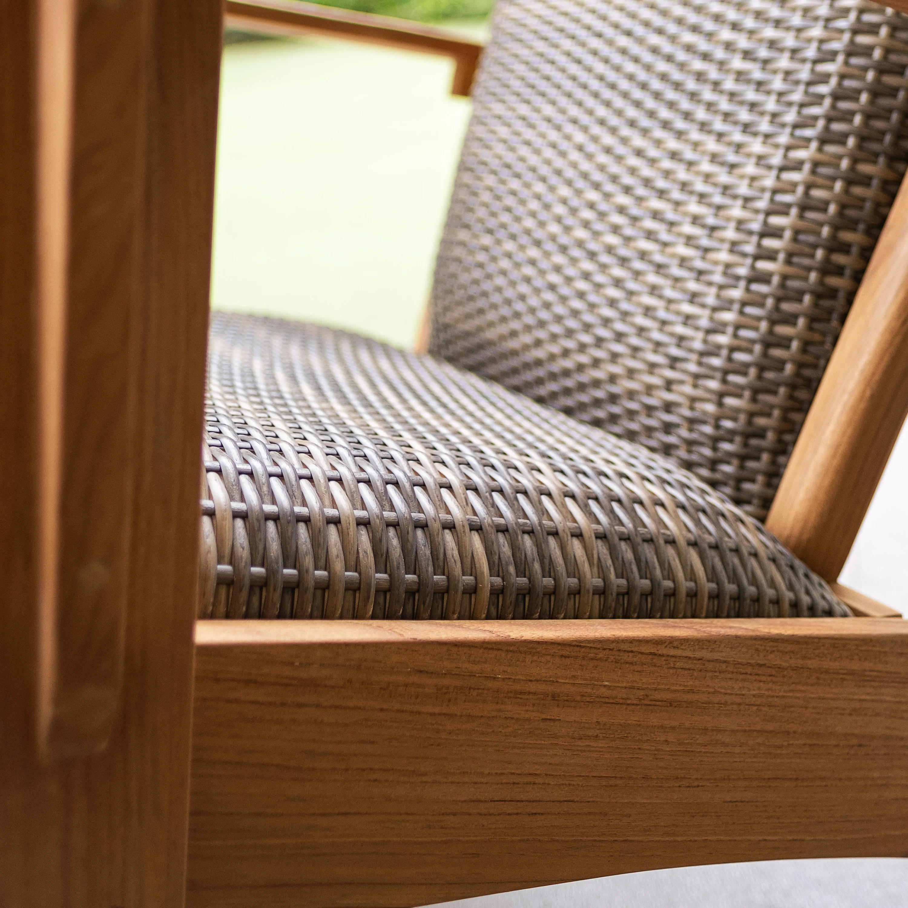 Camden Teak Outdoor Rocking Chair with Padded Woven Seat - Image 14