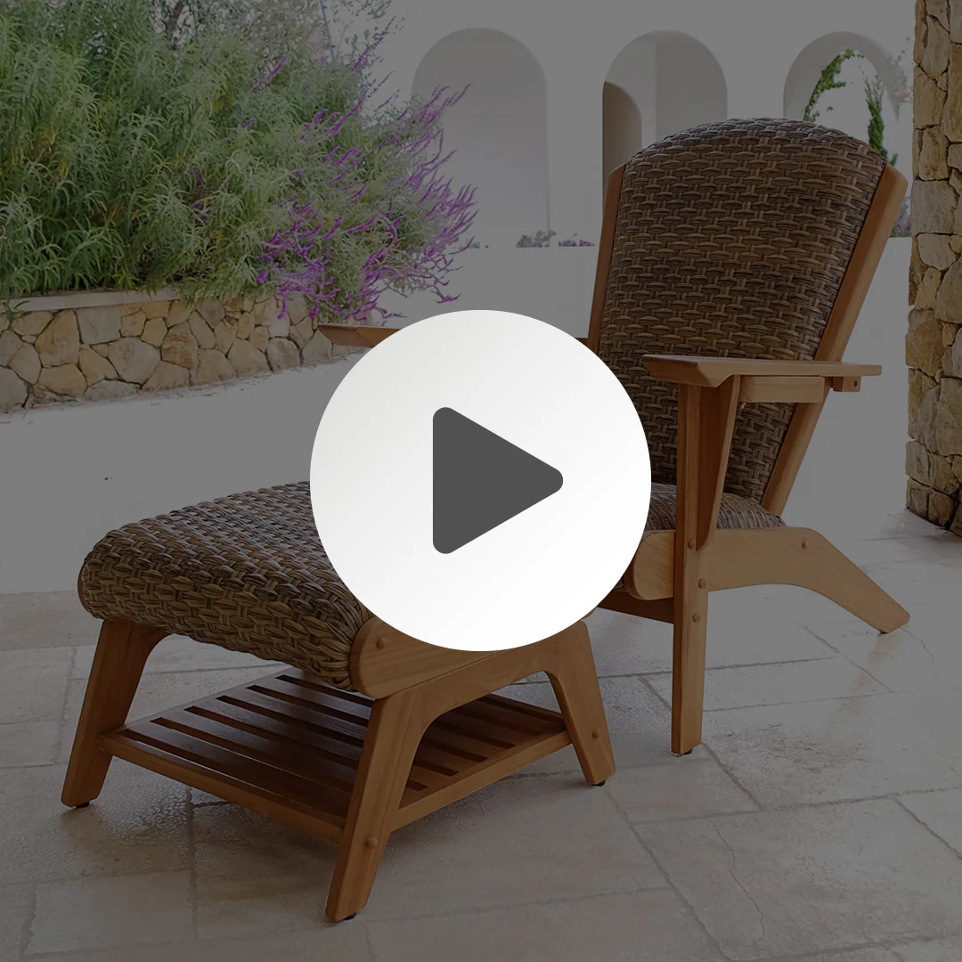 Camden Teak Patio Adirondack Chair with Ottoman and Padded Woven Seat – FREE Furniture Cover - Image 5