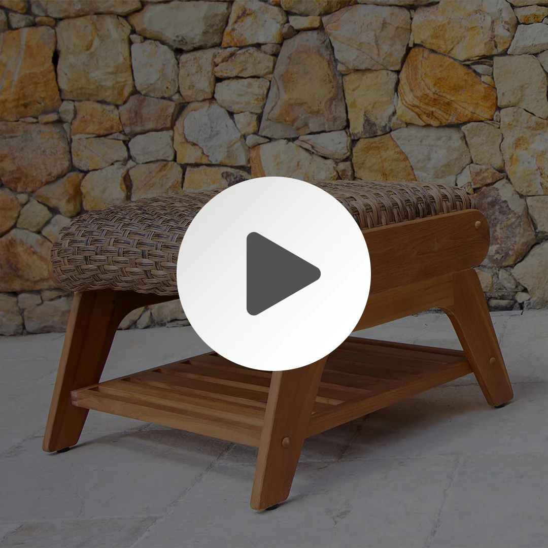 Camden Teak Patio Ottoman with Padded Woven Seat – FREE Furniture Cover - Image 5