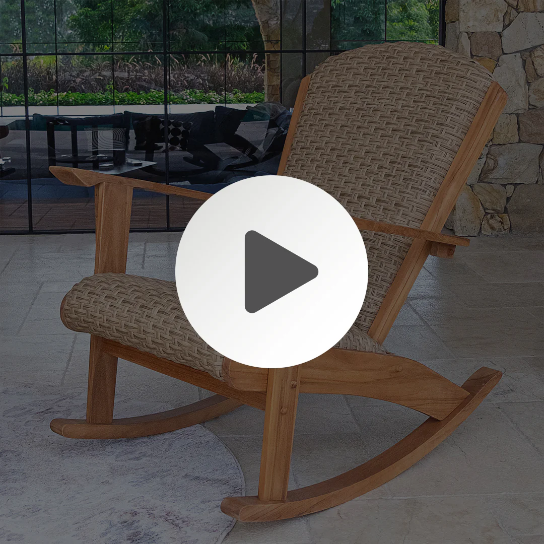 Camden Teak Patio Roker with Padded Woven Seat - Image 5