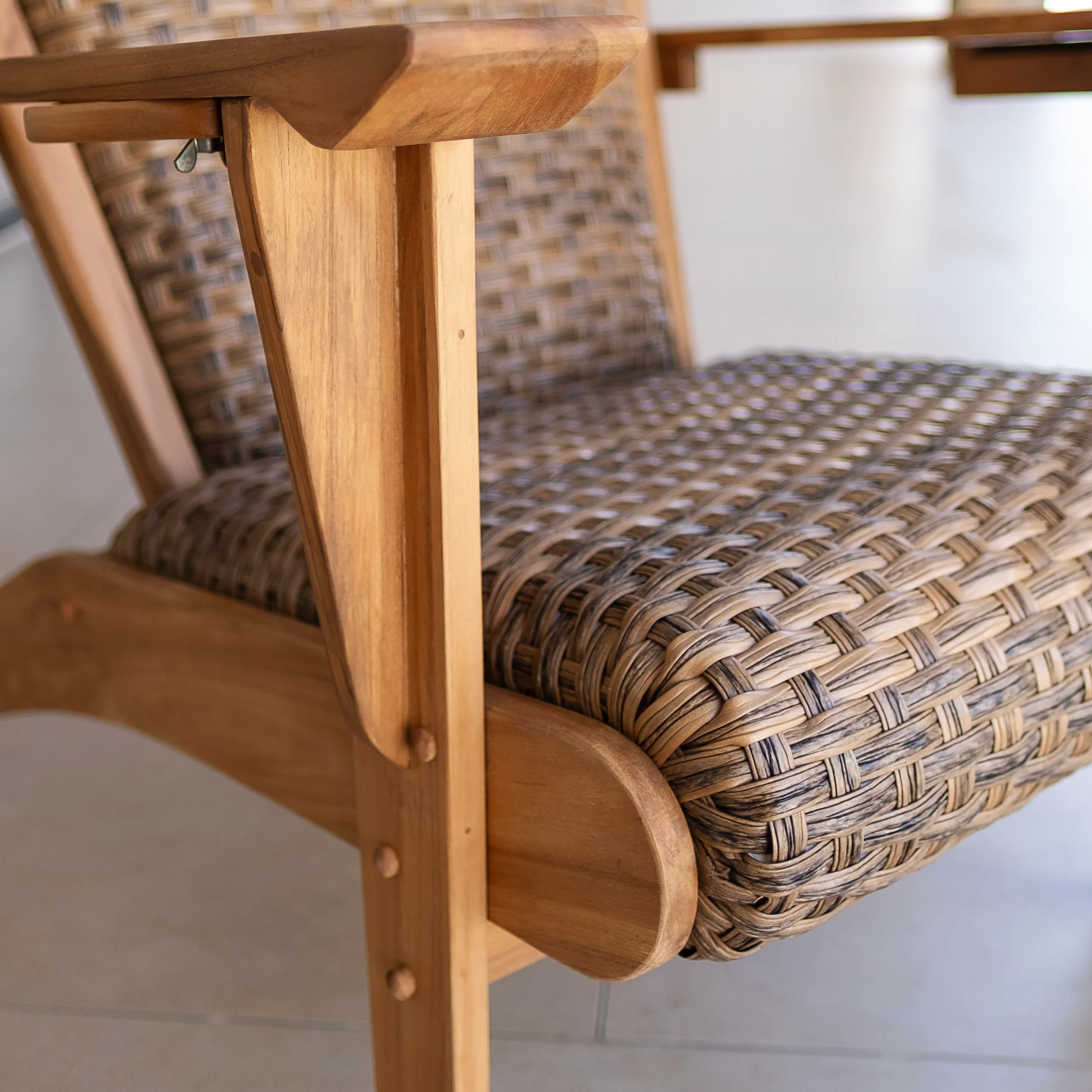 Camden Teak Porch Adirondack Chair with Padded Woven Seat – FREE Furniture Cover - Image 12