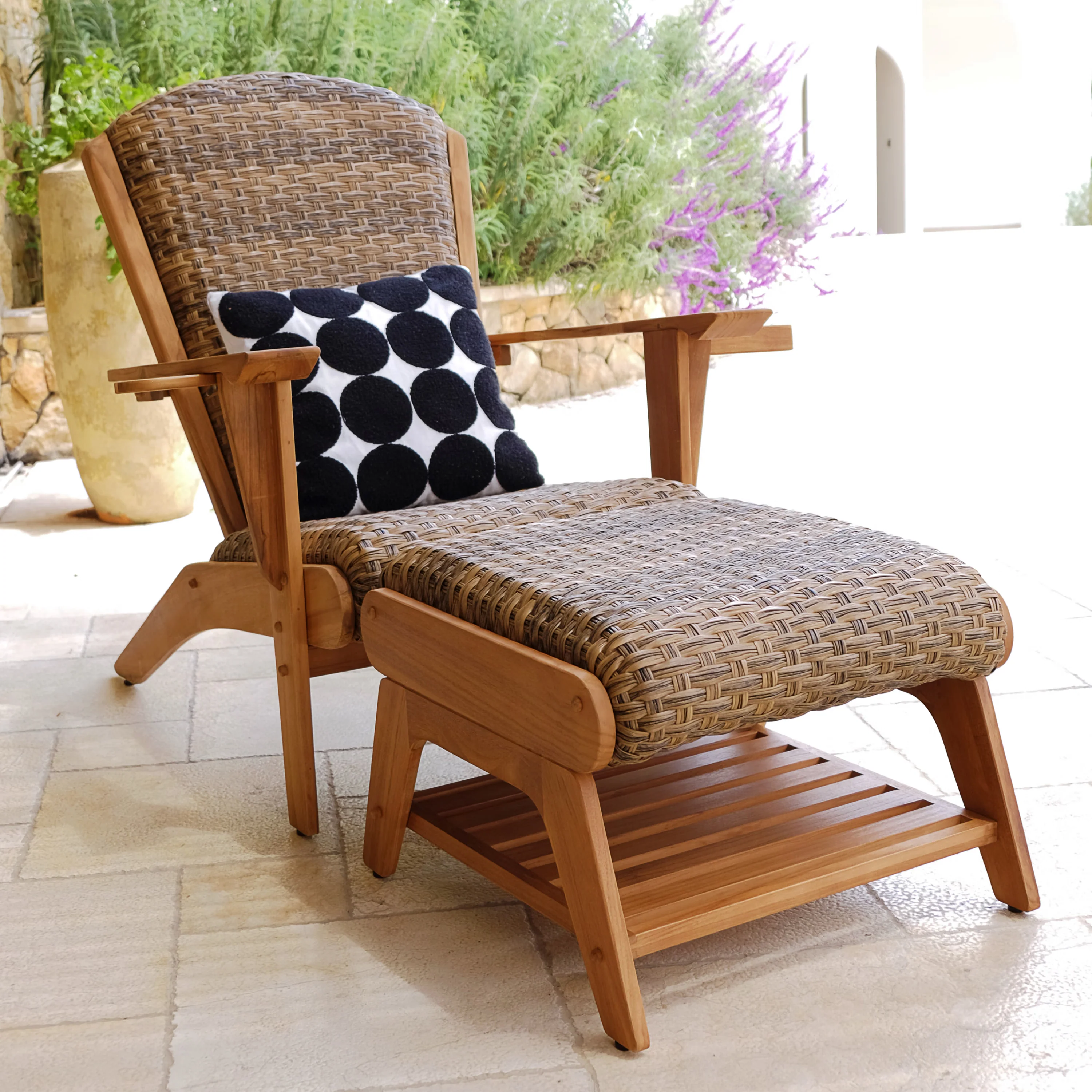 Camden Teak Porch Adirondack Chair with Padded Woven Seat – FREE Furniture Cover - Image 4