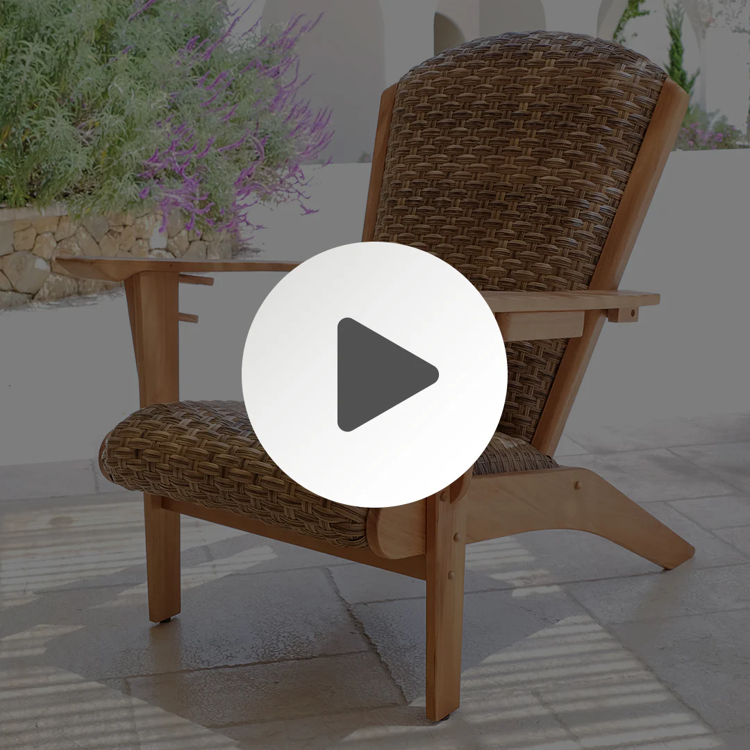 Camden Teak Porch Adirondack Chair with Padded Woven Seat – FREE Furniture Cover - Image 5