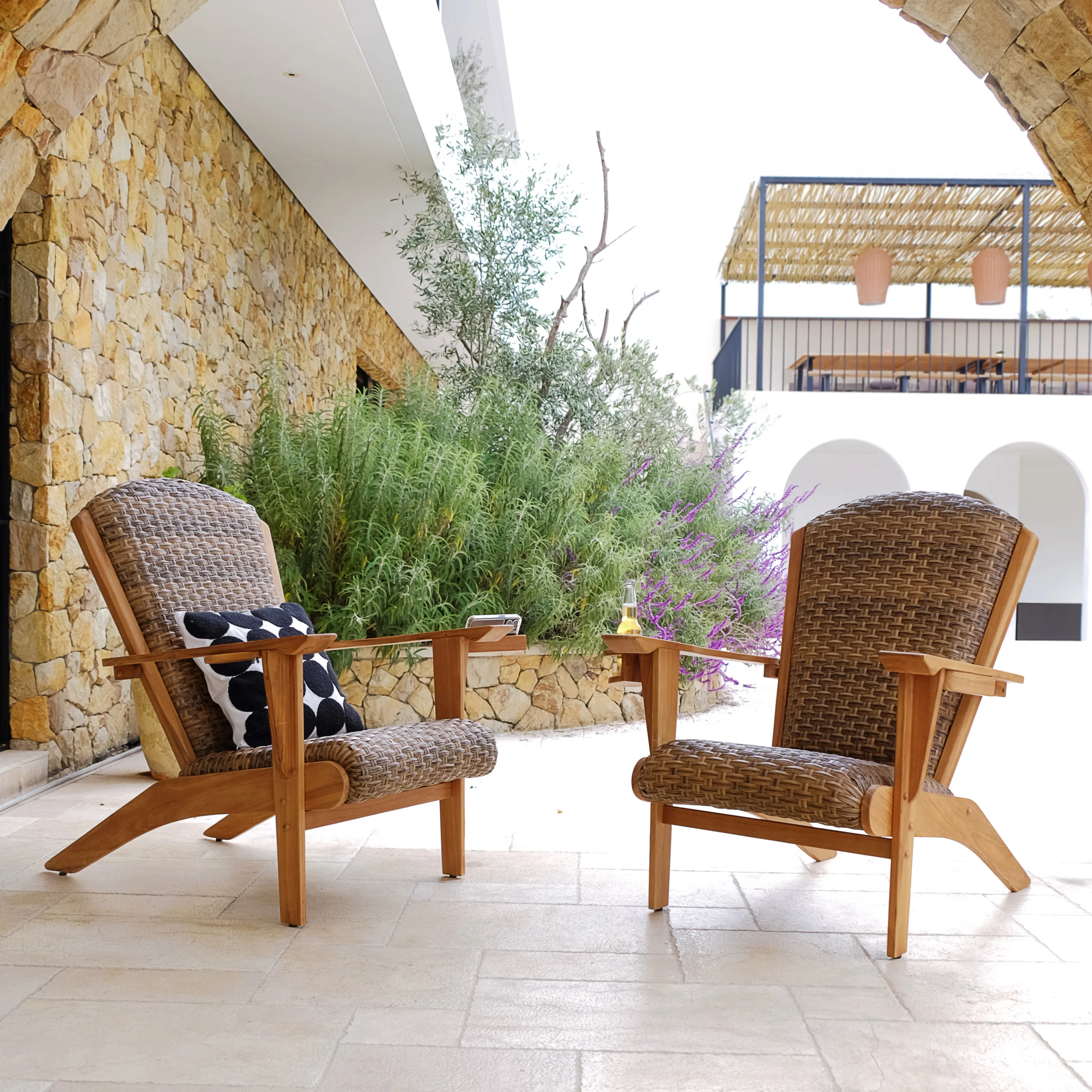 Camden Teak Porch Adirondack Chair with Padded Woven Seat – FREE Furniture Cover - Image 8
