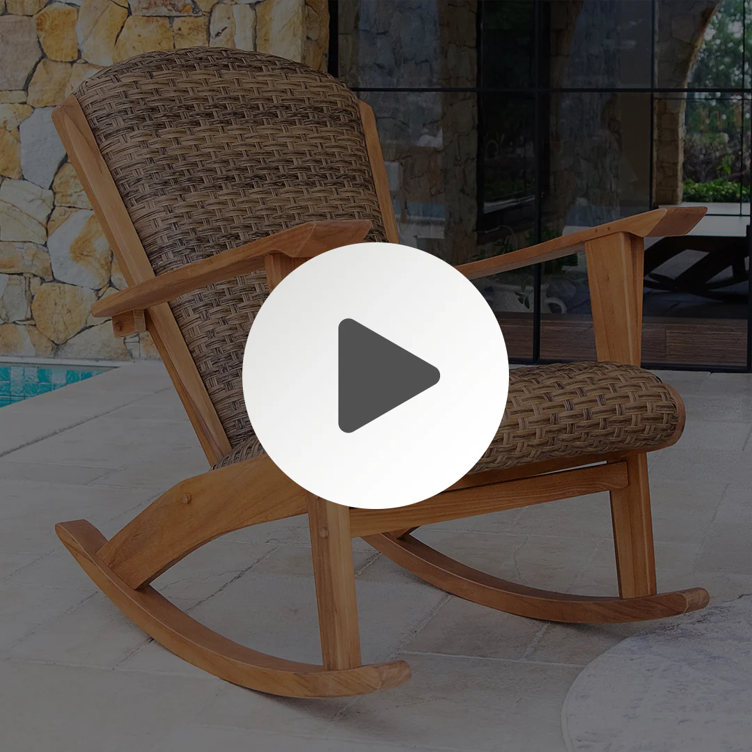 Camden Teak Porch Rocking Chair with Padded Woven Seat - Image 5