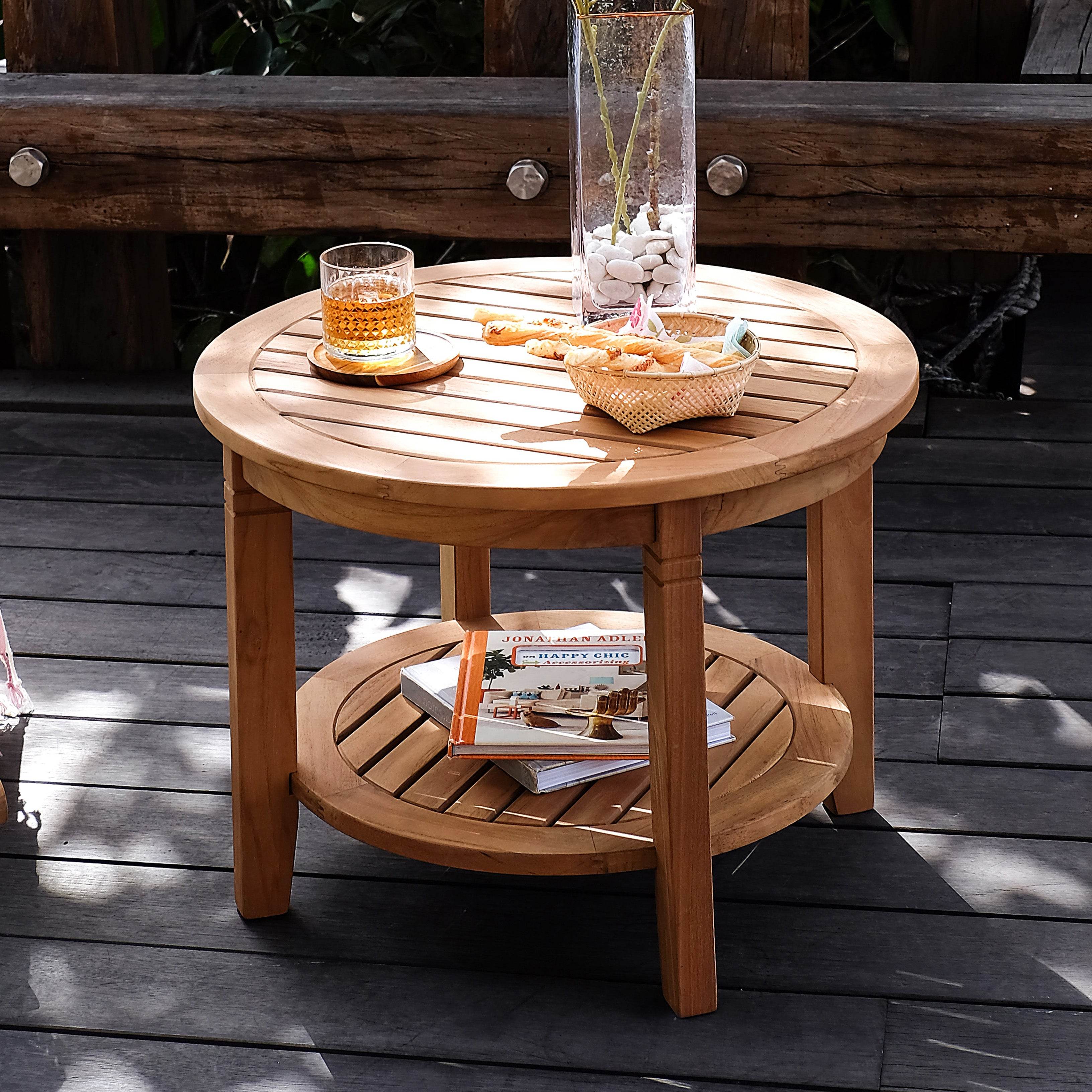 Camden Teak Wood 3 Piece Outdoor Rocker Conversation Set with Padded Woven Seat - Image 8