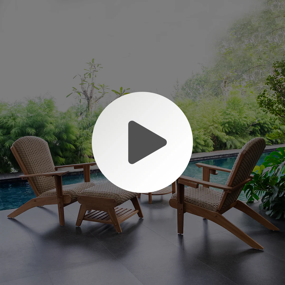 Camden Teak Wood 4 Piece Patio Conversation Set with Padded Woven Seat  – FREE Furniture Cover - Image 5