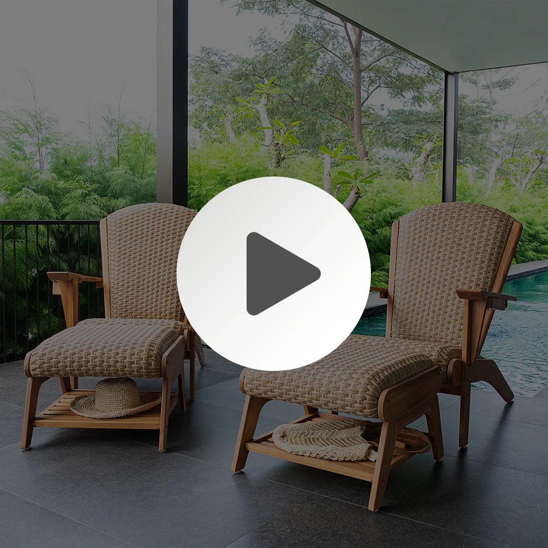 Camden Teak Wood 4 Pieces Patio Conversation Set with Padded Woven Seat – FREE Furniture Cover - Image 5