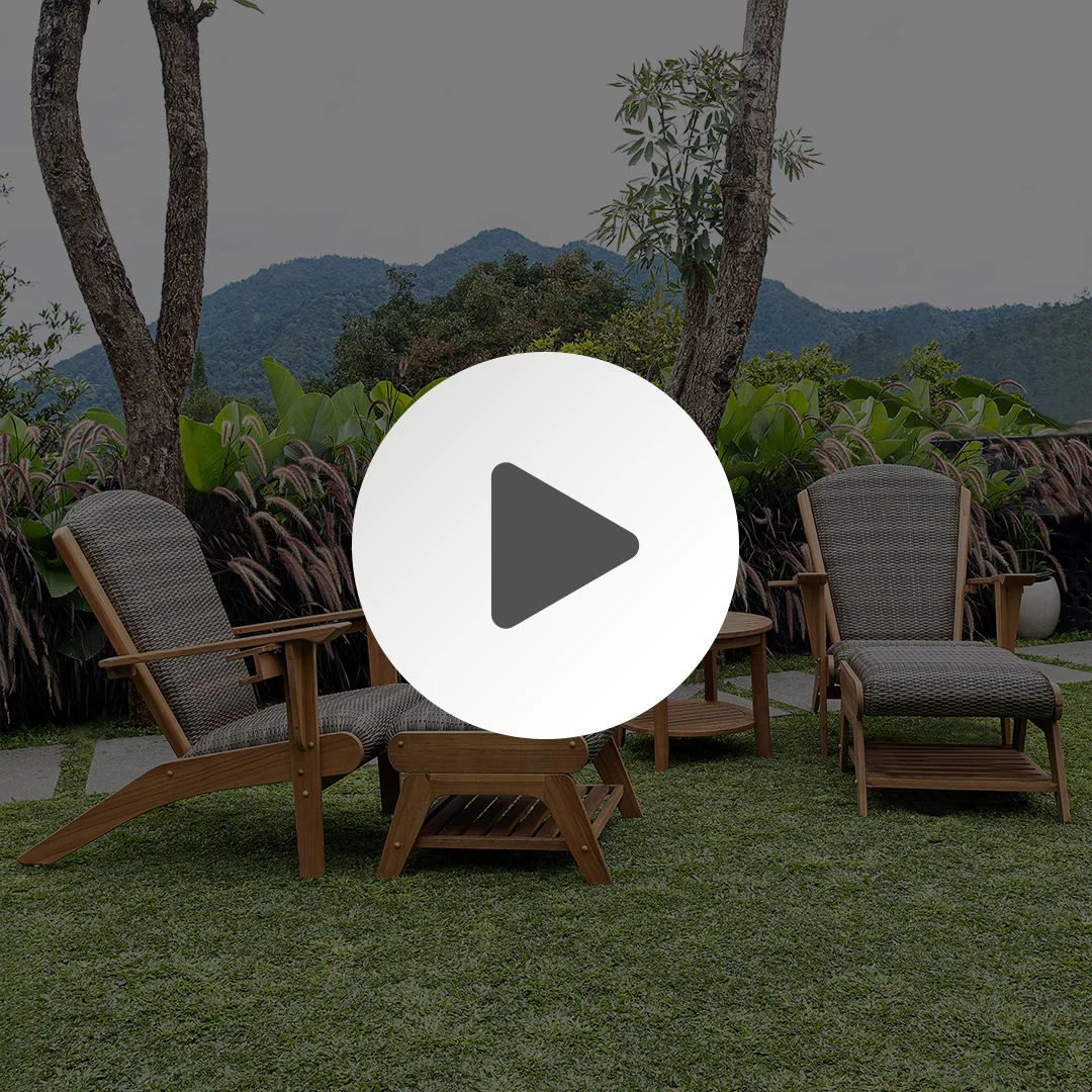 Camden Teak Wood 5 Piece Patio Conversation Set with Padded Woven Seat – FREE Furniture Cover - Image 5
