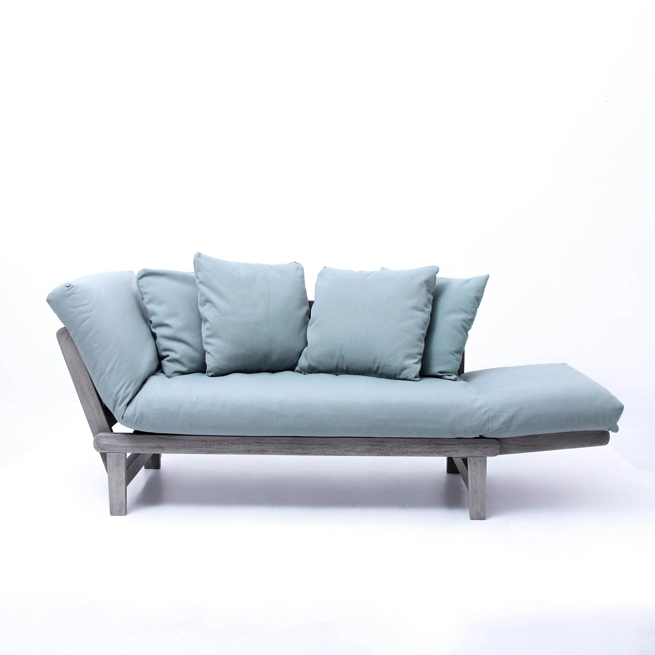 Carlota Outdoor Convertible Sofa Daybed - Weathered Gray Wood / Blue Spruce Cushion - Image 20