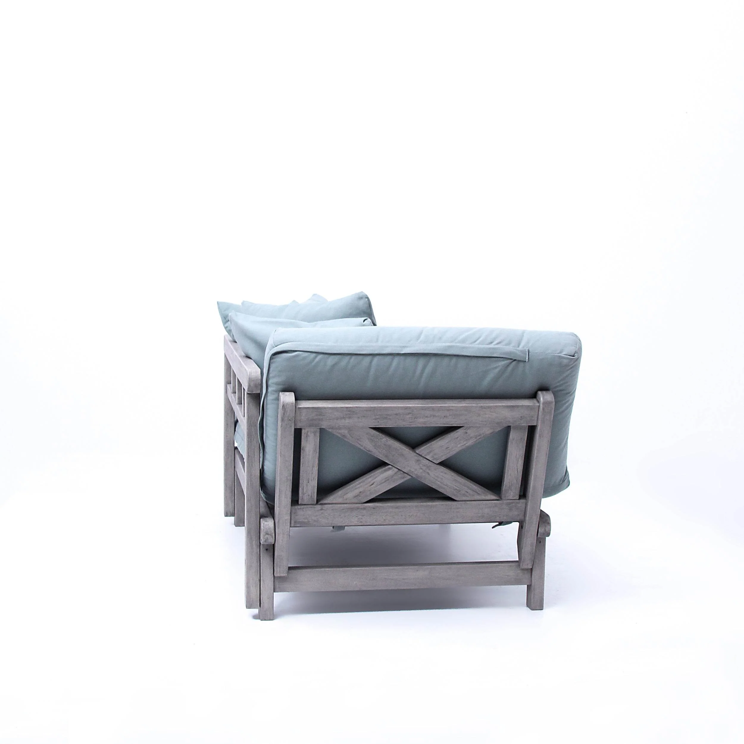 Carlota Outdoor Convertible Sofa Daybed - Weathered Gray Wood / Blue Spruce Cushion - Image 52
