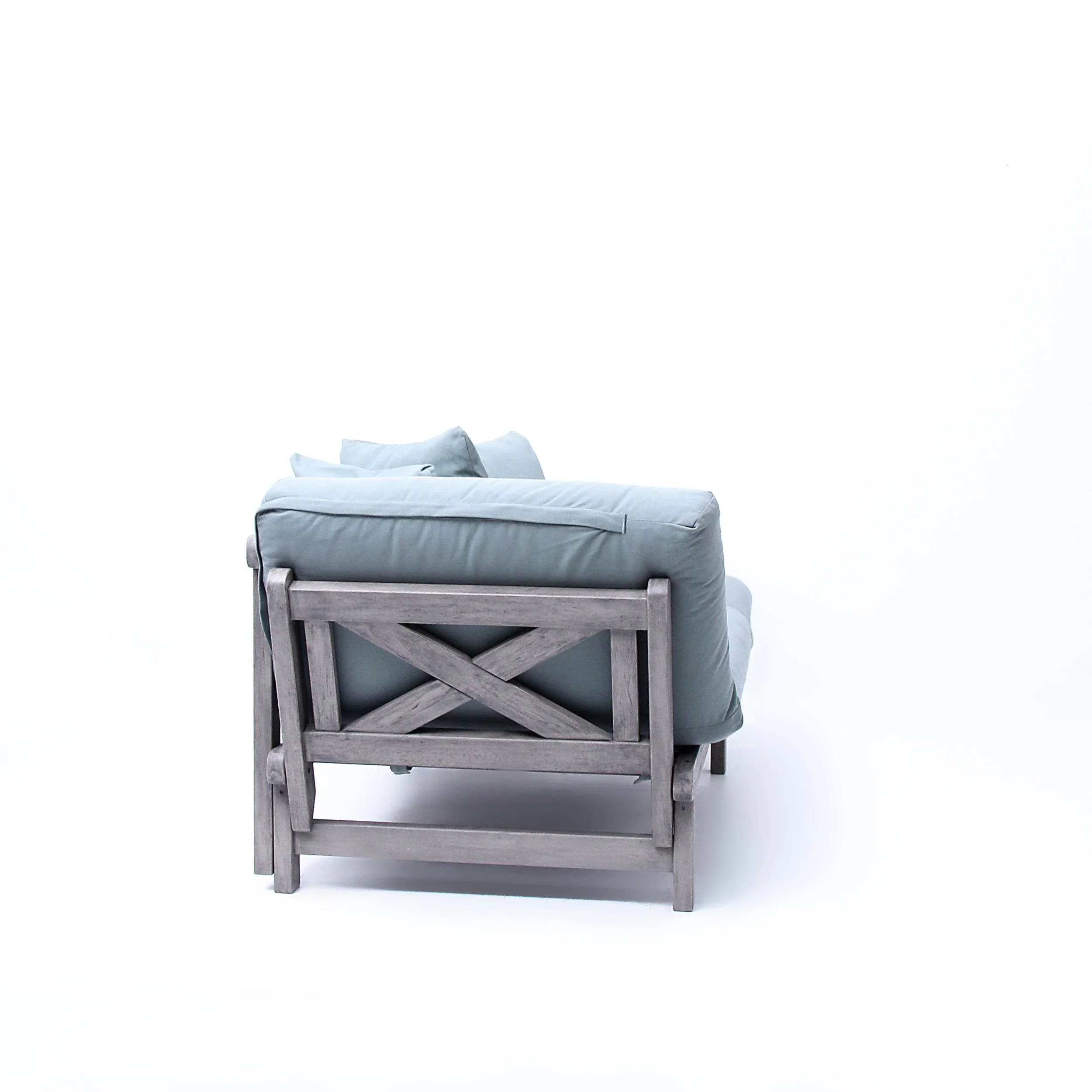 Carlota Outdoor Convertible Sofa Daybed - Weathered Gray Wood / Blue Spruce Cushion - Image 54
